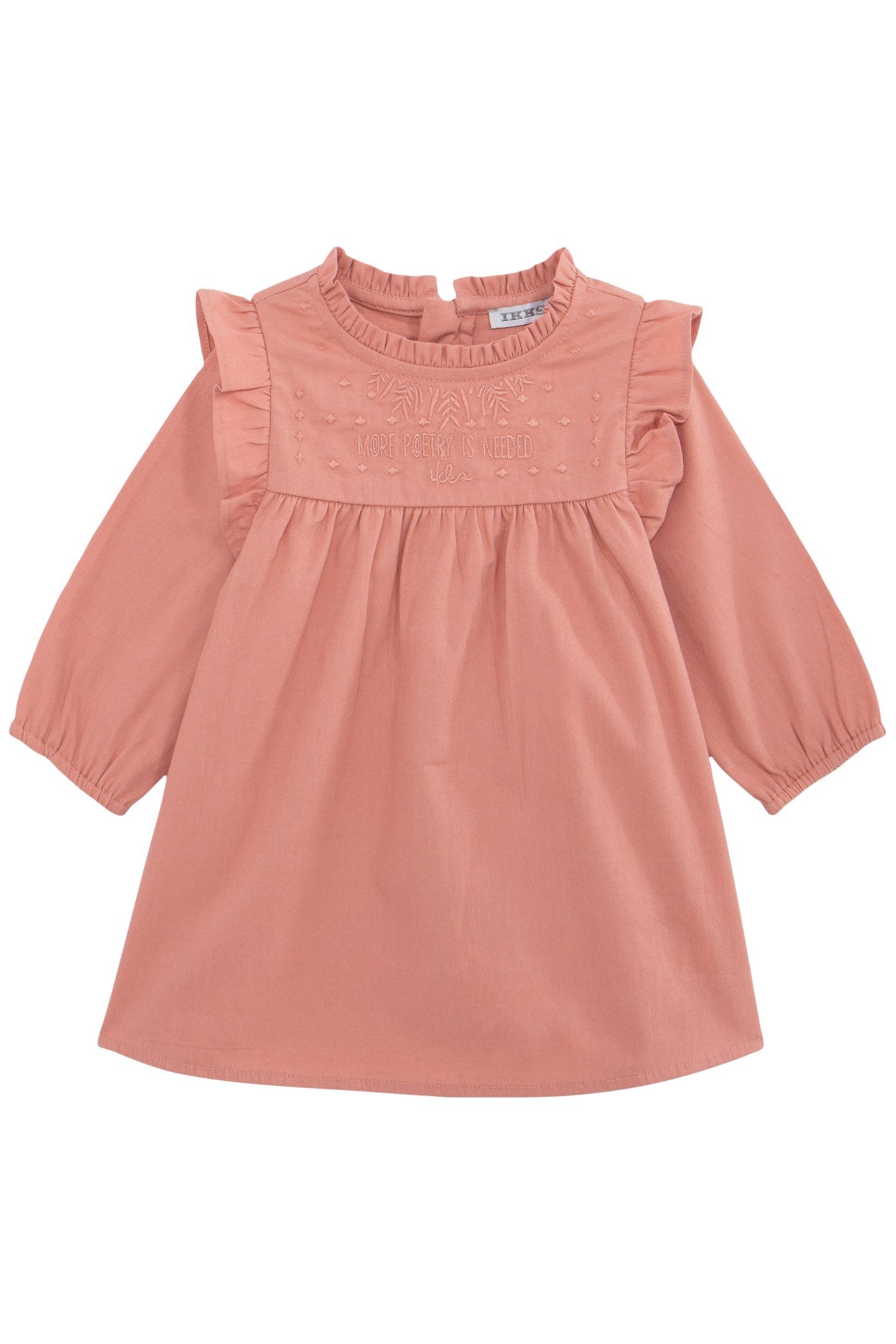 BABY GIRLS' PINK DRESS WITH TONE-ON-TONE EMBROIDERY 1