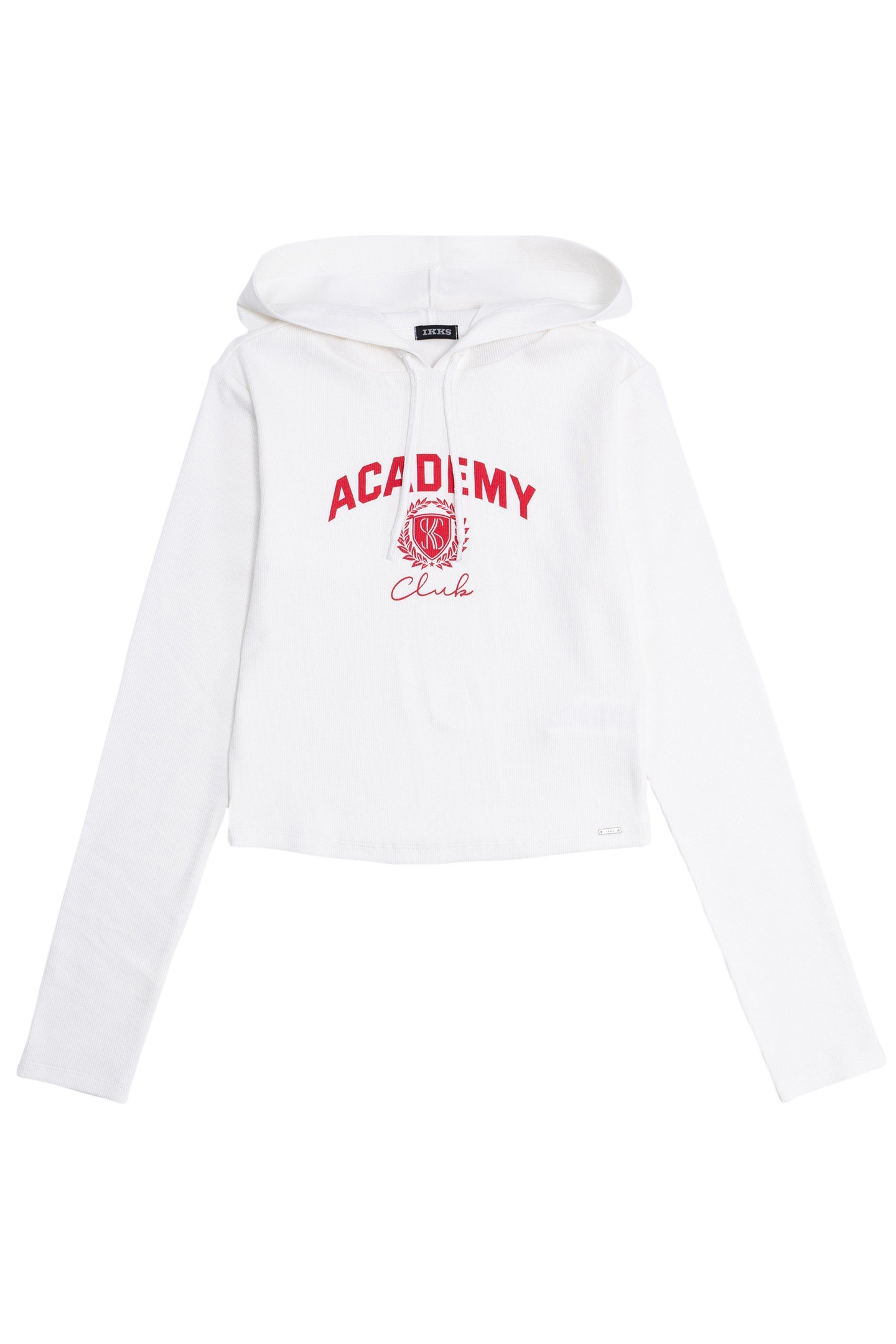 ECRU T-SHIRT WITH RIB KNIT HOOD AND GIRL'S MESSAGE 1