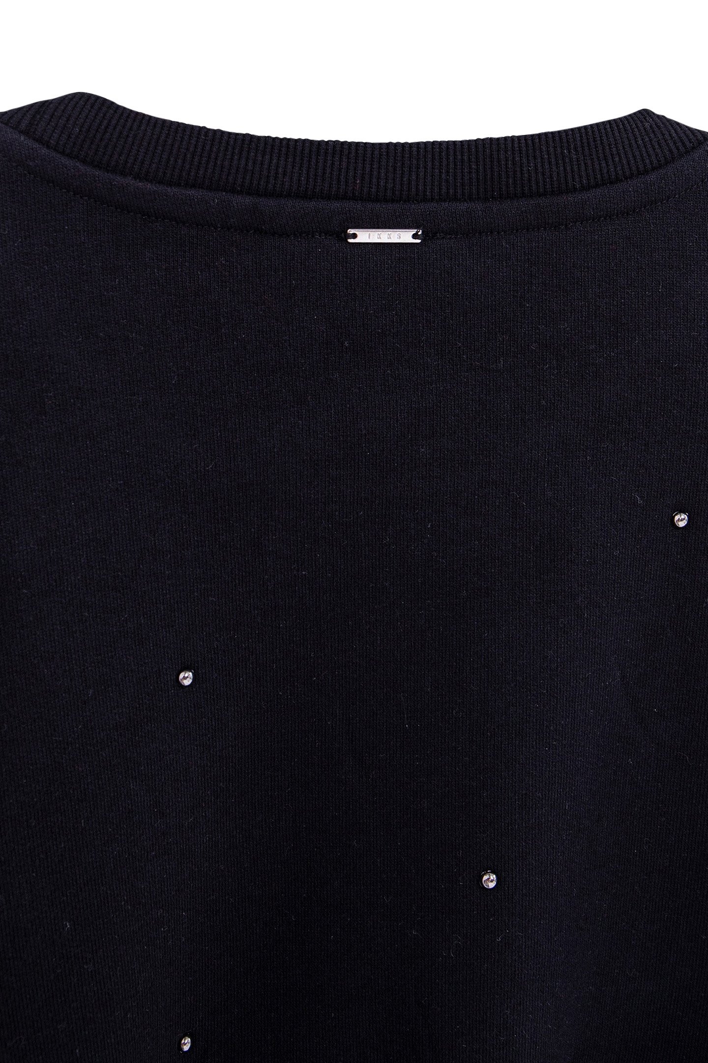 GIRL'S BLACK STUDDED SWEATSHIRT WITH FLOCKED SLOGAN 6