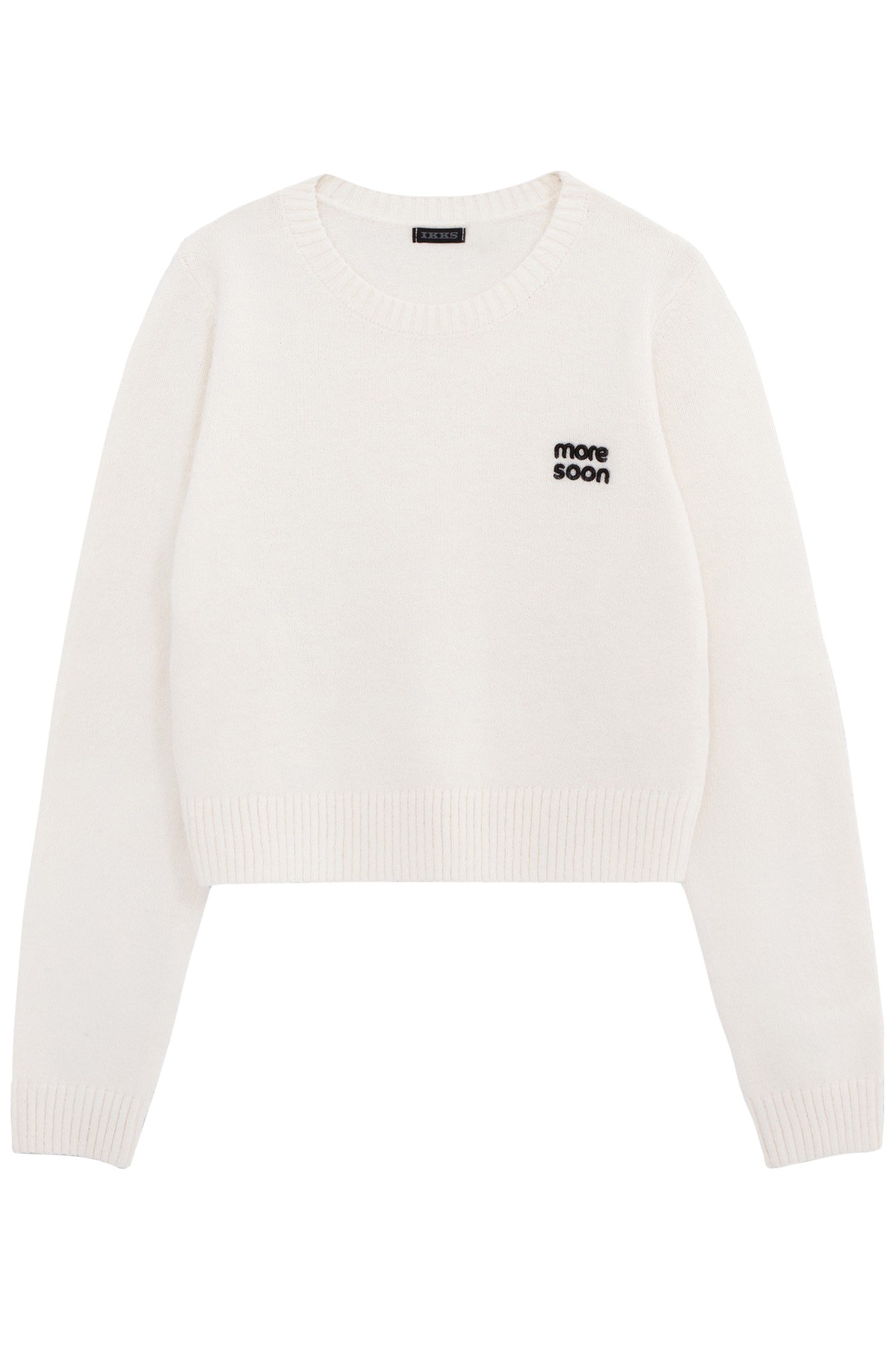 ECRU SWEATER KNIT CROPPED EMBROIDERY MESSAGE GIRL 1