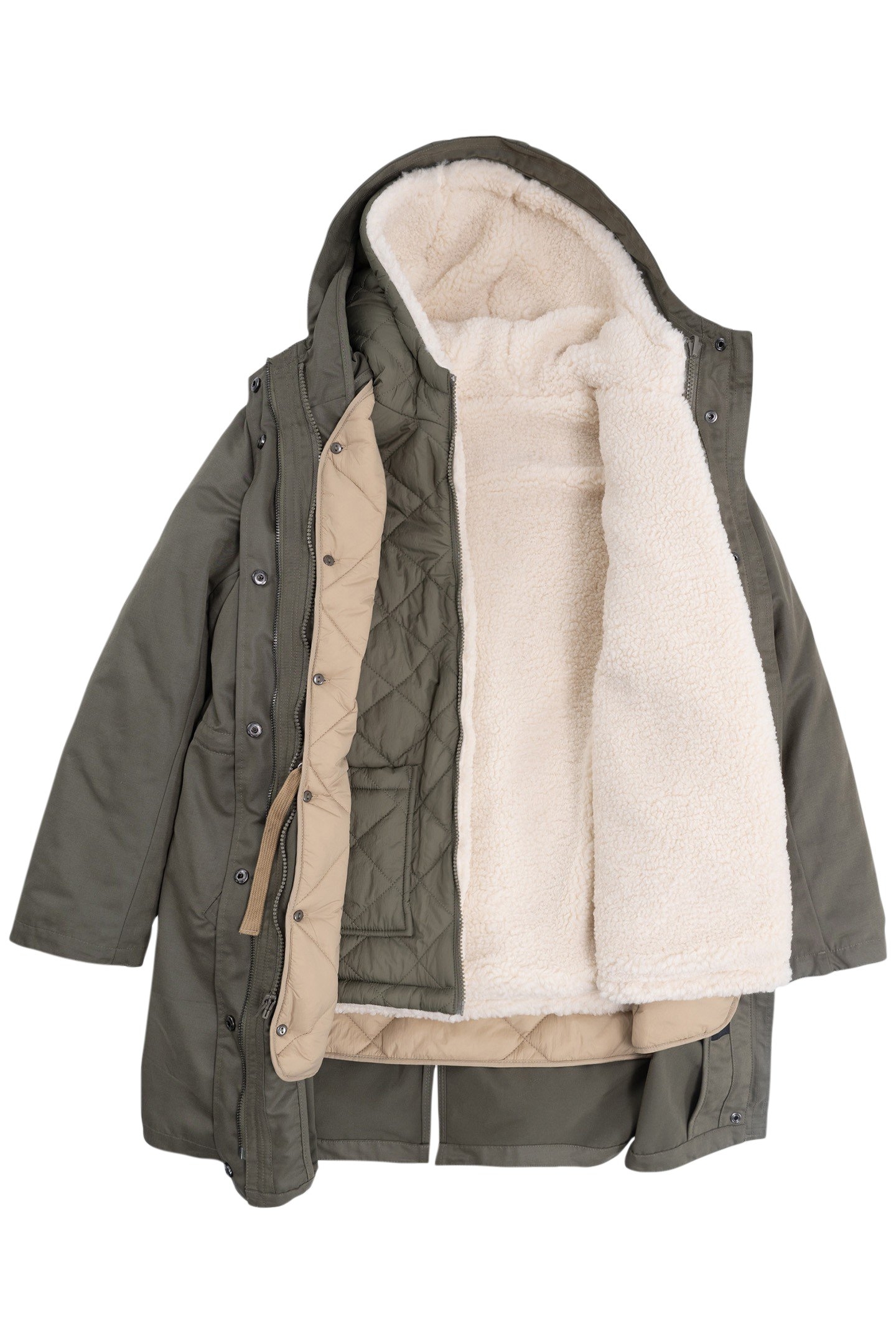GIRL'S 4-IN-1 KHAKI PARKA, REVERSIBLE PADDED JACKET, GILET 5