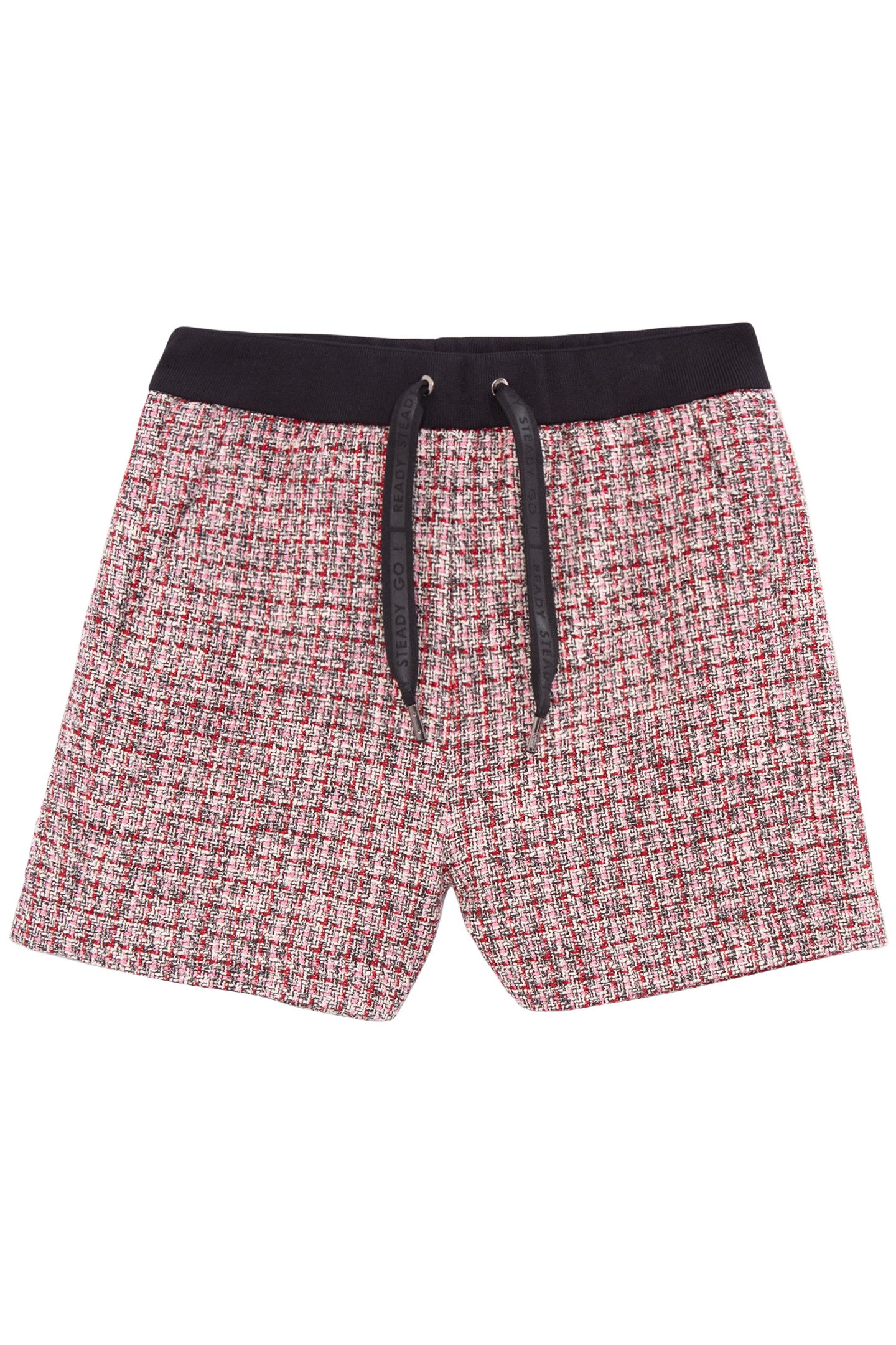 RED DECORATIVE TWEED-STYLE SHORTS 4