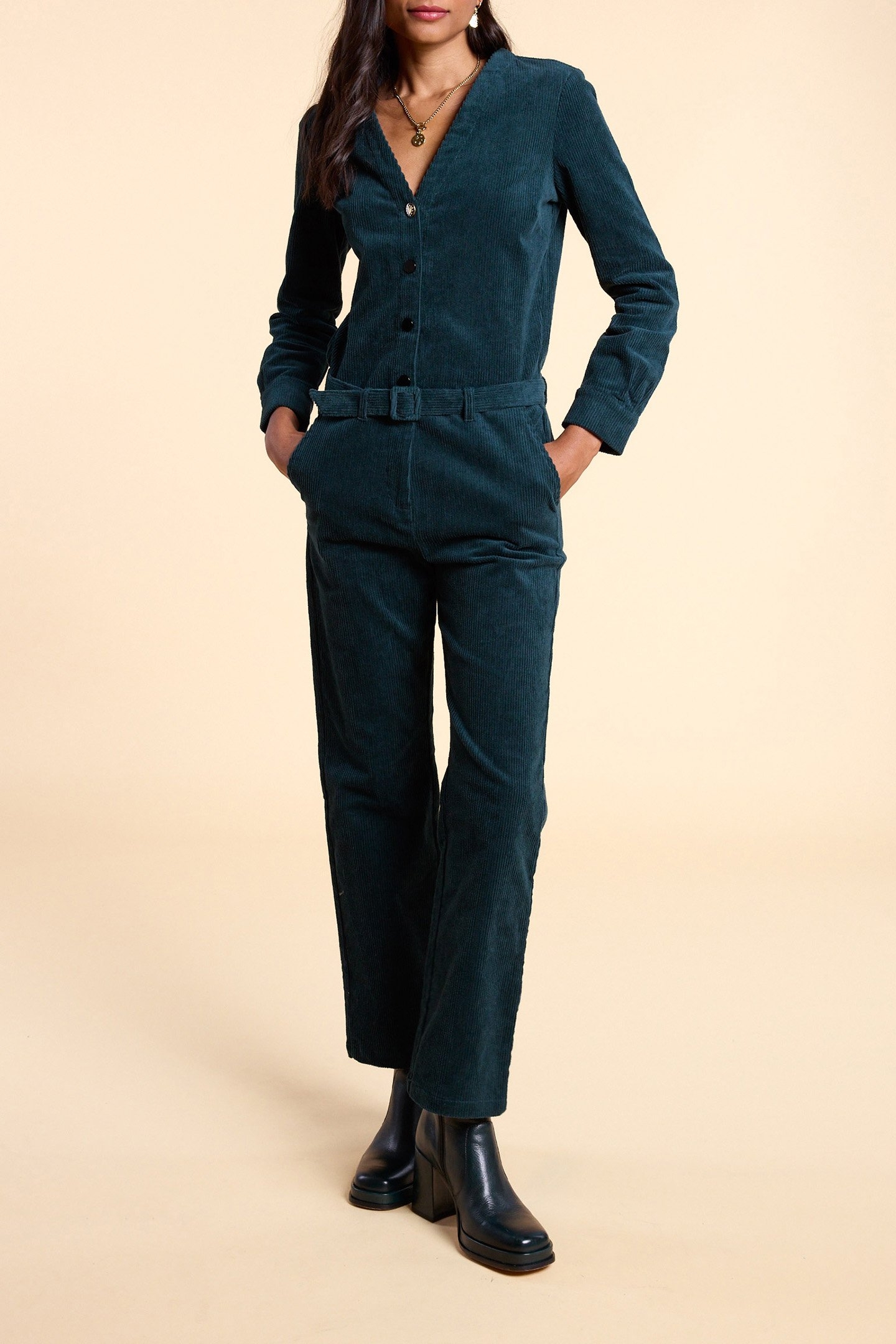NIGHT GREEN CORDUROY JUMPSUIT 1