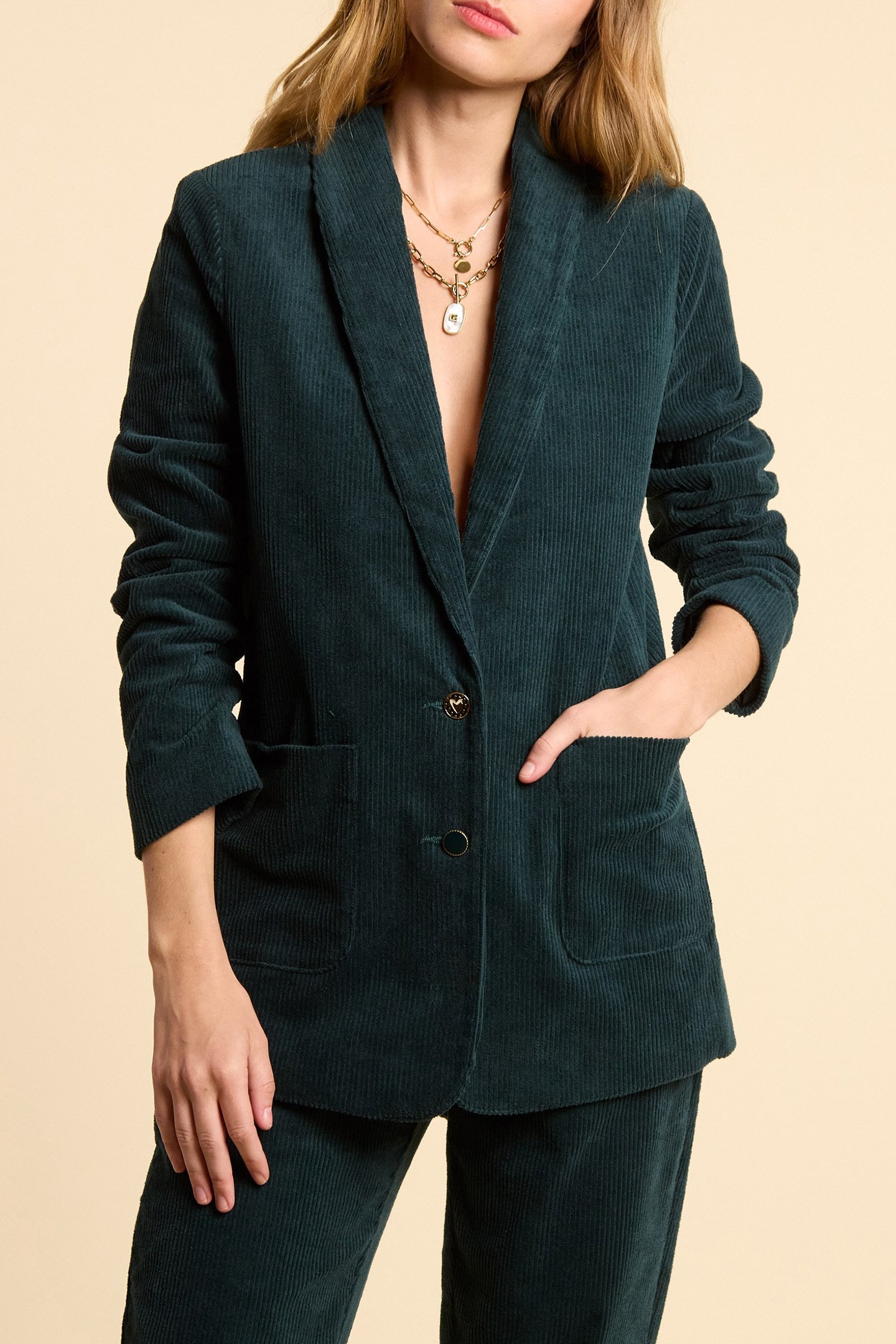 NIGHT GREEN CORDUROY SUIT JACKET 1