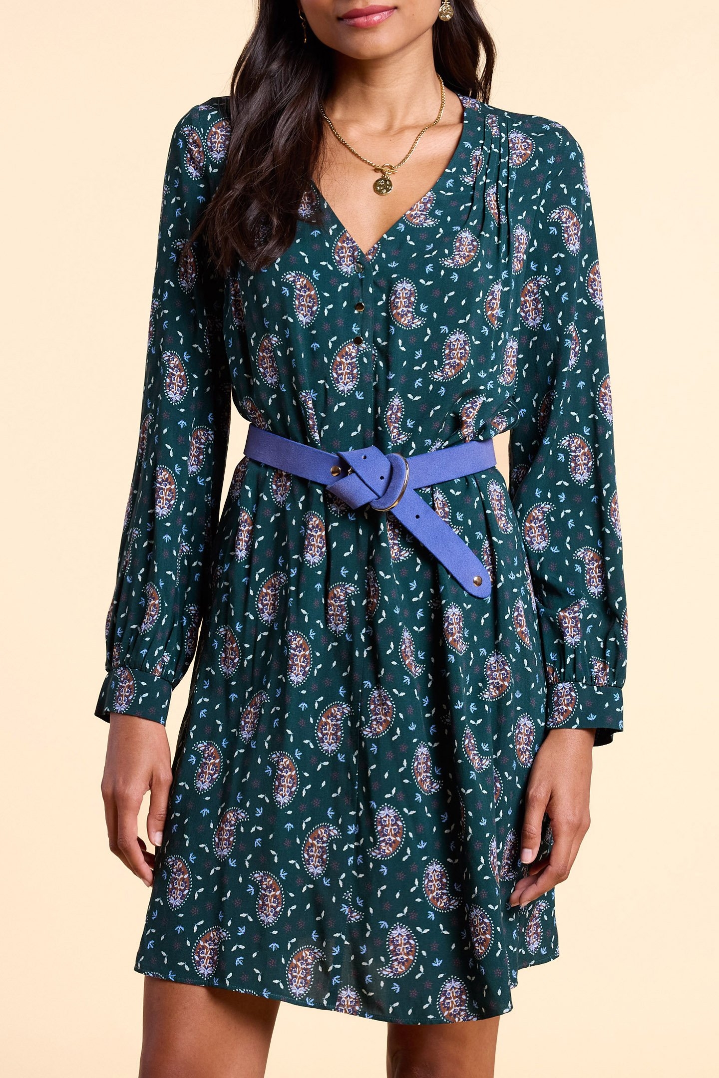 PAISLEY PRINT MIDNIGHT GREEN DRESS 5