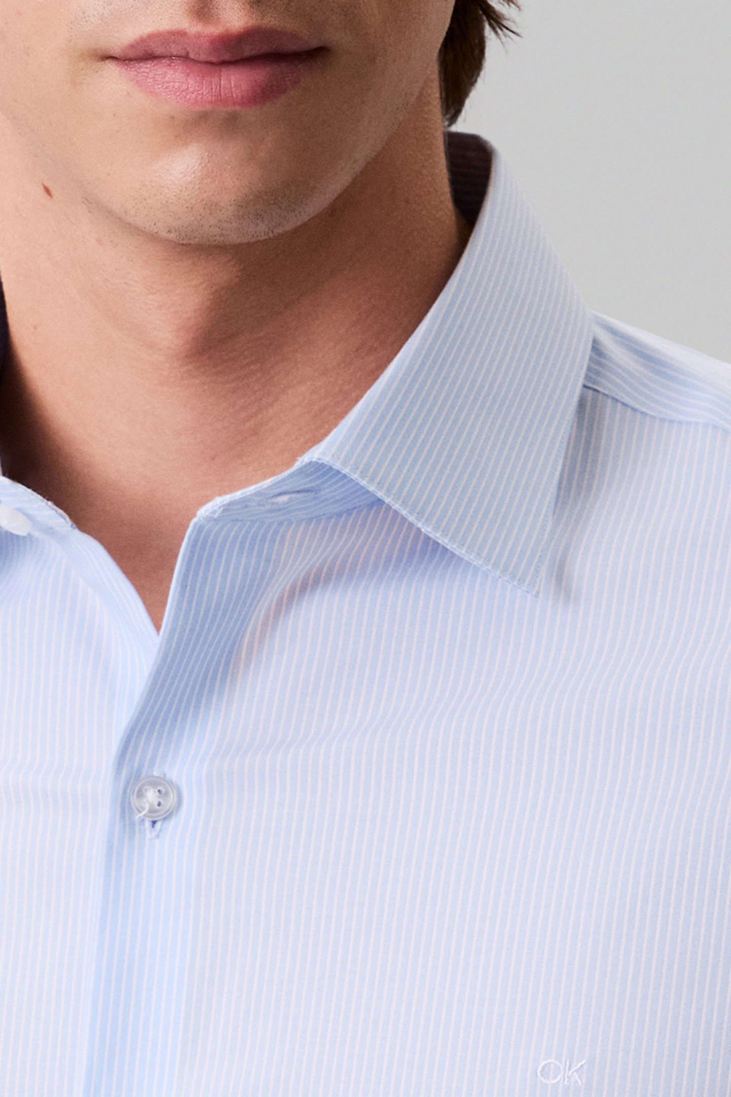 SLIM MID TWILL STR SHIRT BLUE 5