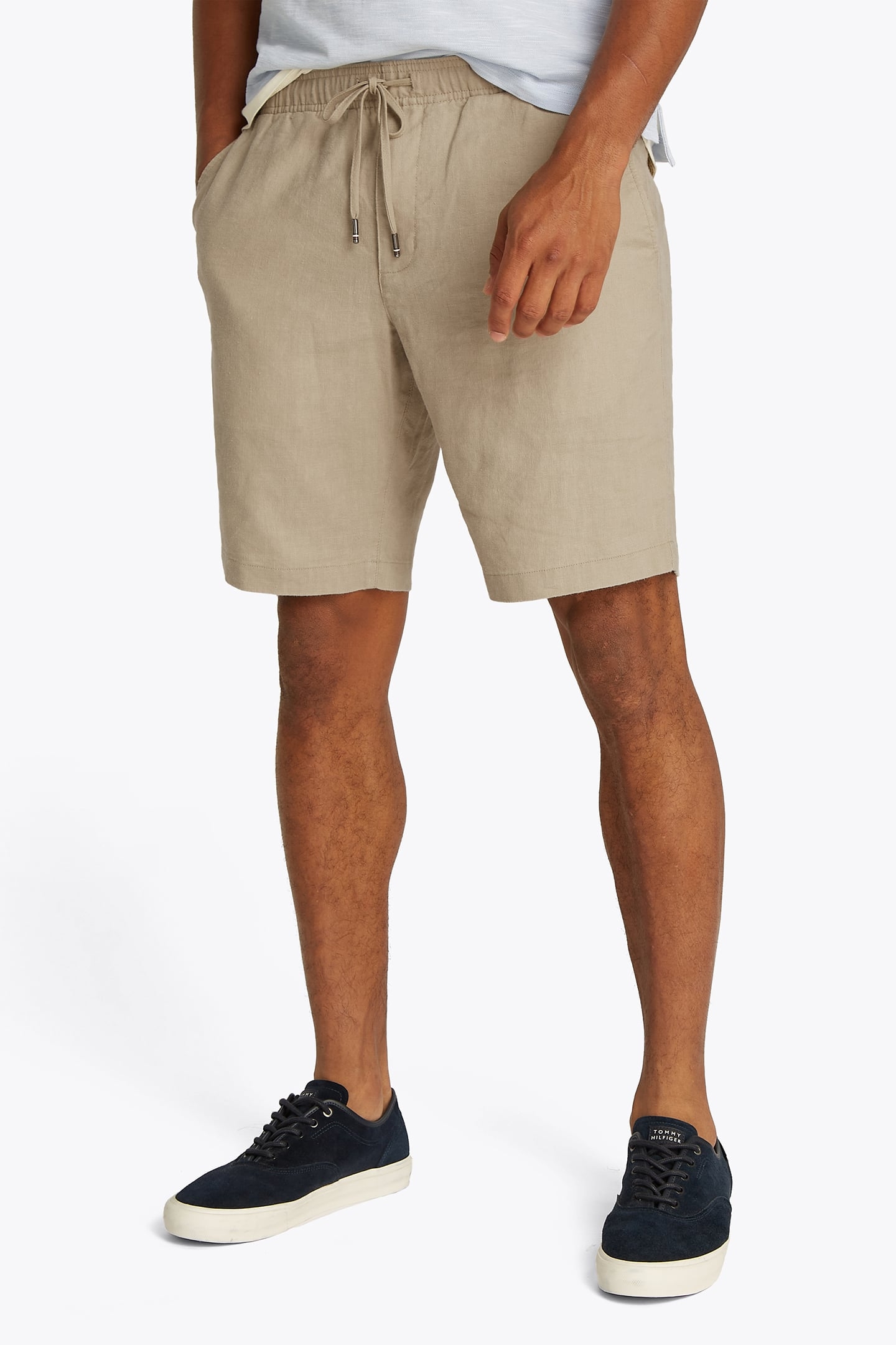 HARLEM PO SLIM FIT LINEN SHORTS BEIGE 1