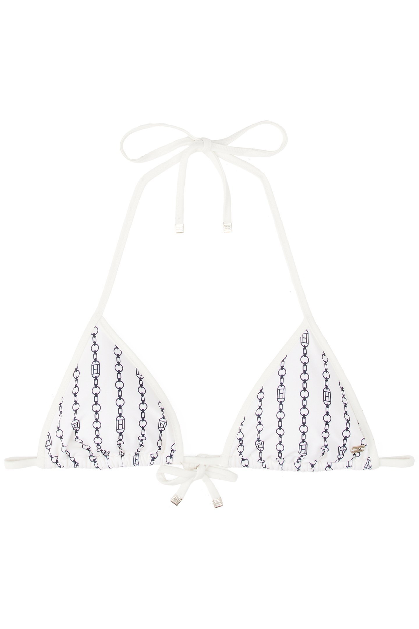 TRIANGLE RP PRINT FLAG CHAIN BIKINI TOP, NAVY BLUE 4