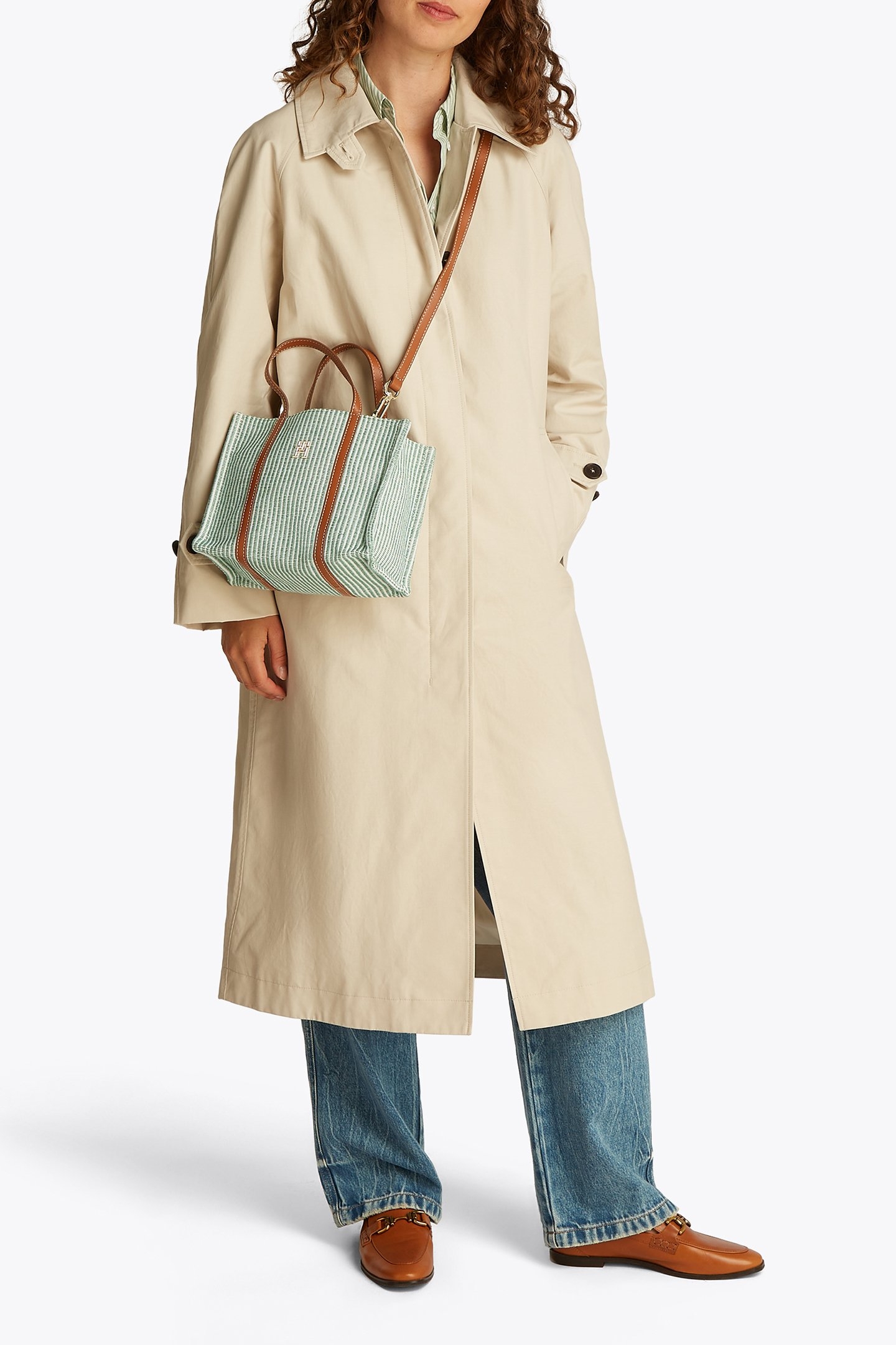 TH PREMIUM BEACH LE MINI TOTE BAG CHARMING GREEN STRIPE 2