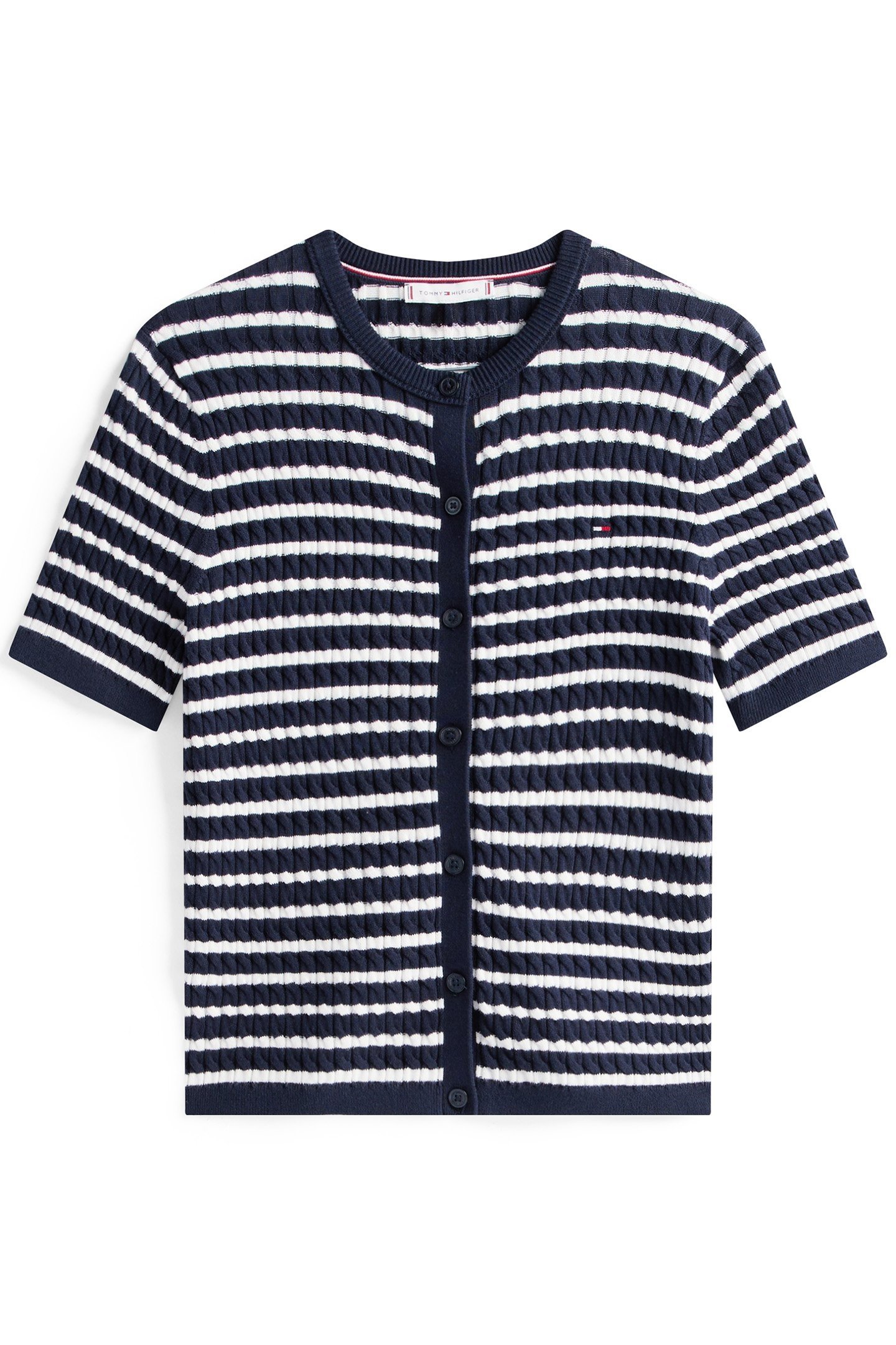 CABLE FINE GG SWEATER STD FIT NAVY/IVORY BLUE 3