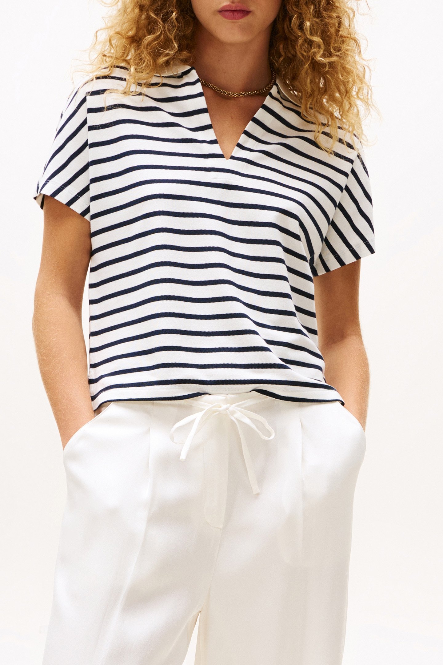 LYOCELL TIPPING POLO DAMES FIT NAVY 1