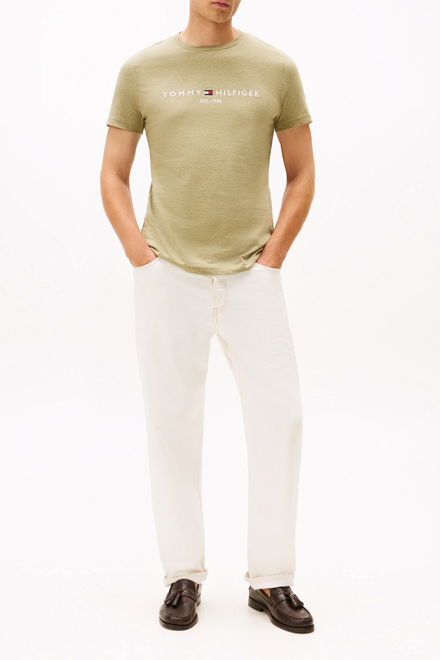TOMMY LOGO TEE HEATHERED OLIVE 2