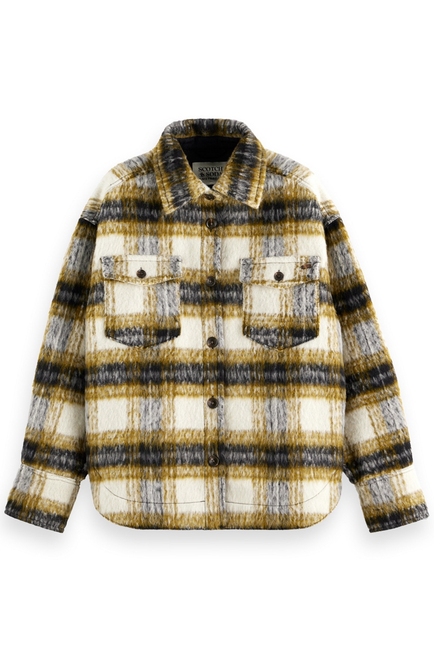 BRUSHED CHECK WOOL MIX SHIRT JACKET OLIVE CHECK 4
