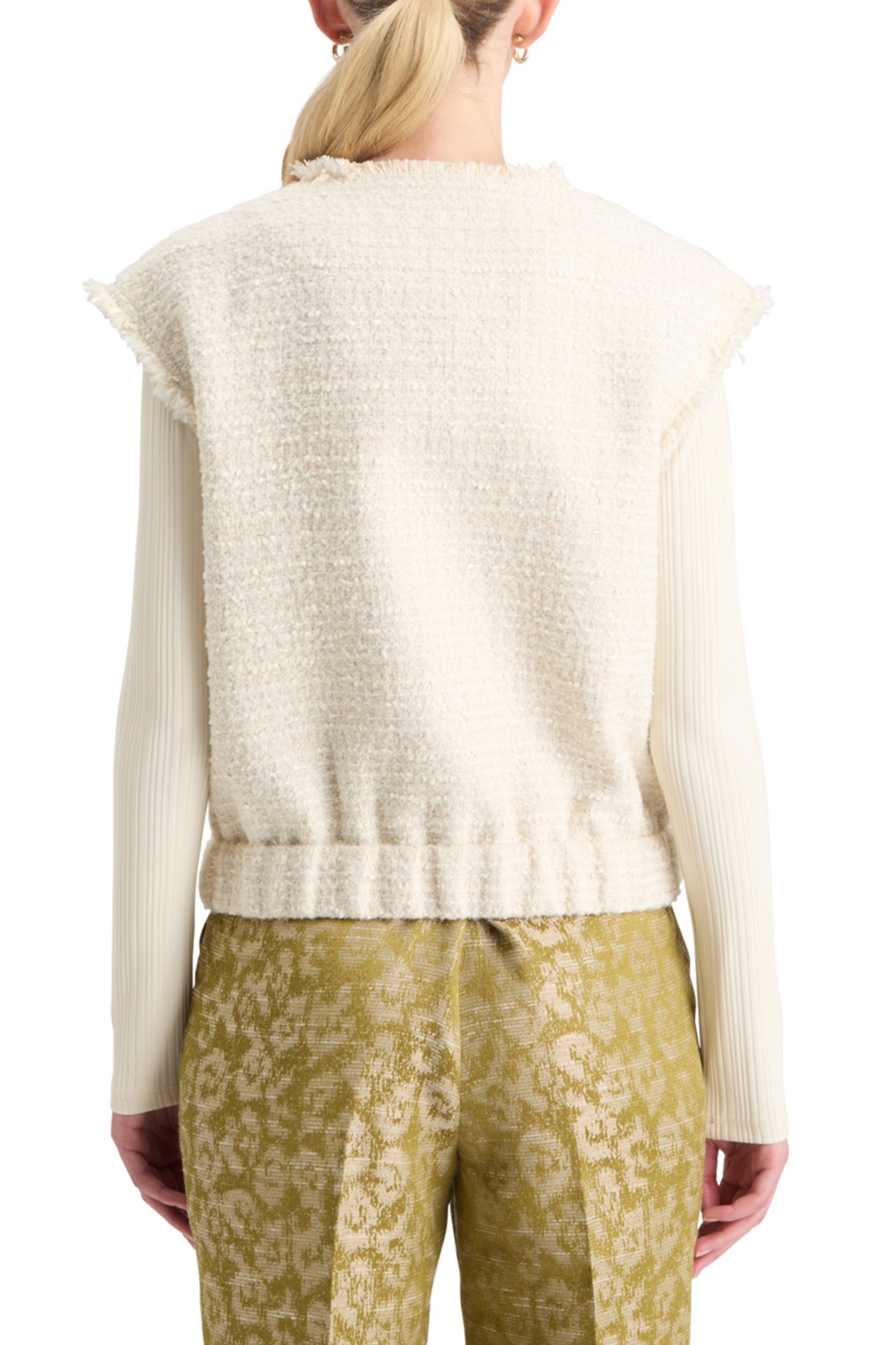 BOUCLE TWEED COLLARLESS GILET SOFT ICE MELANGE 2