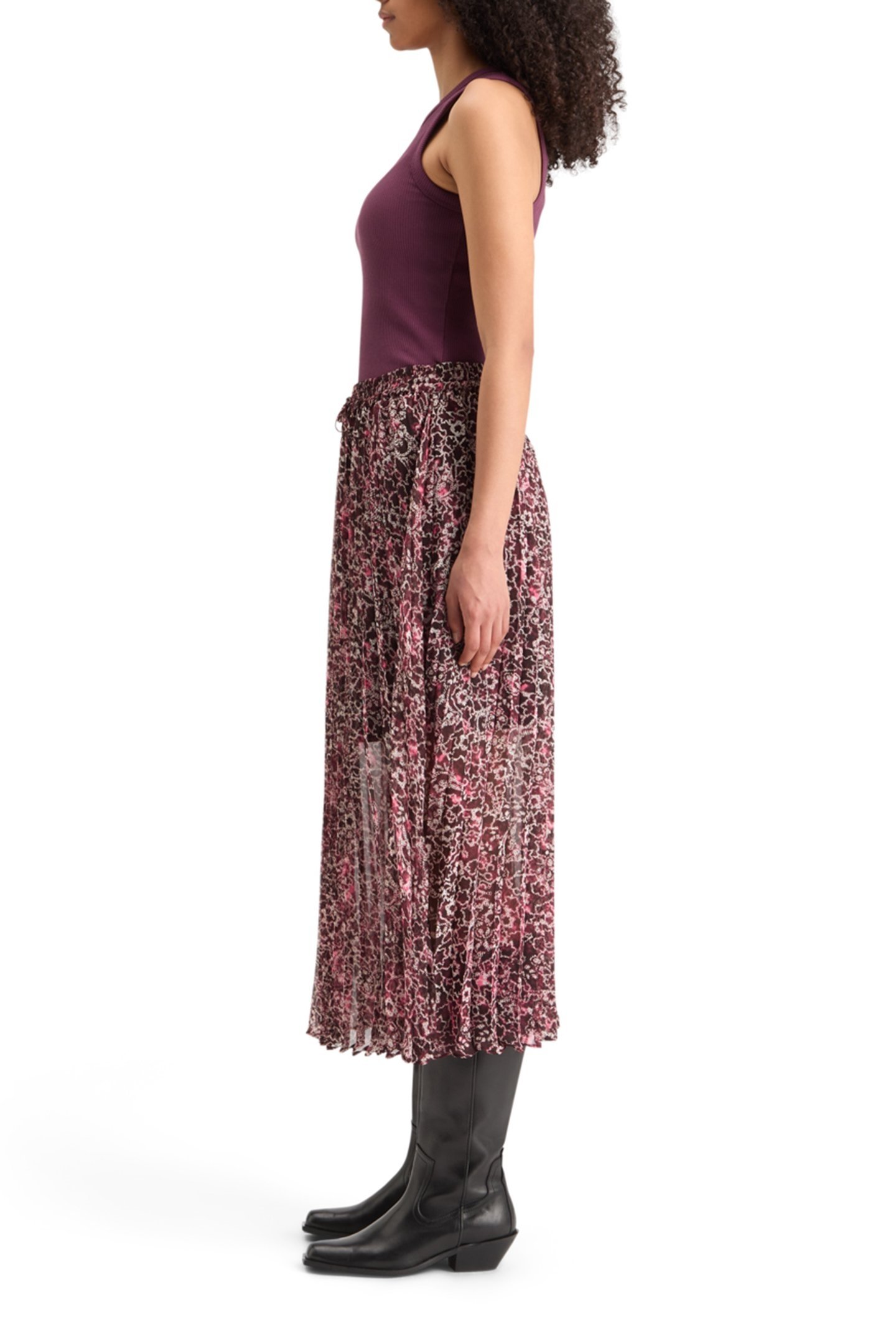 PLEATED PRINTED SKIRT SHIBORI FLORAL PINK 5