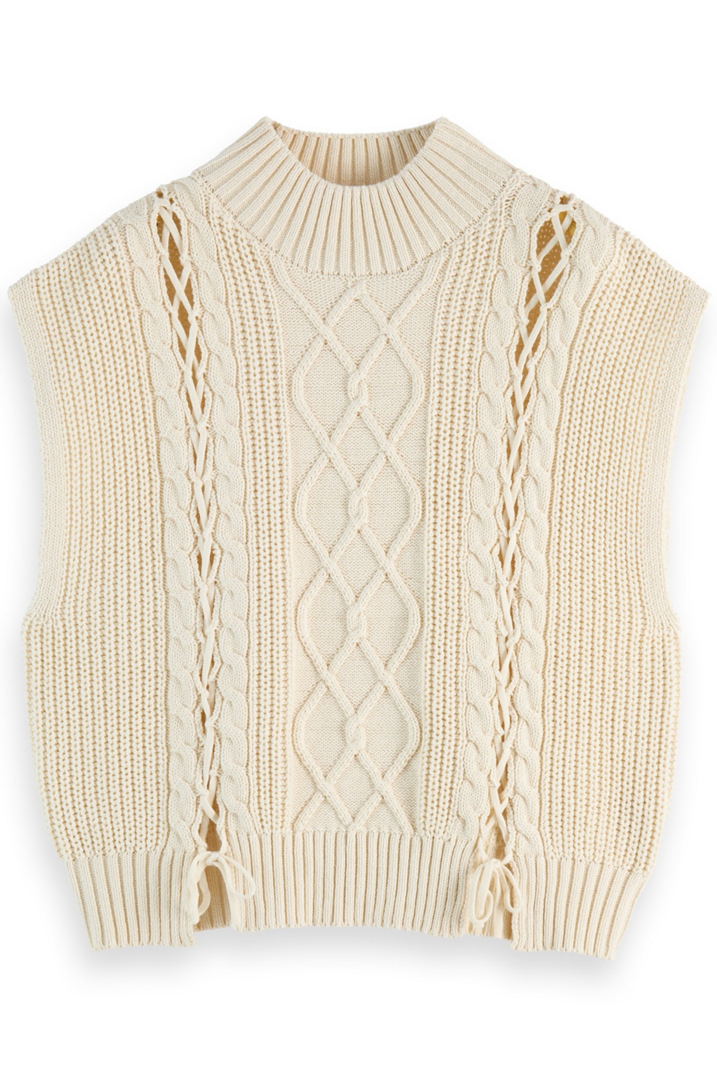 CABLE STITCH FUNNEL NECK SPENCER SOFT ICE 1