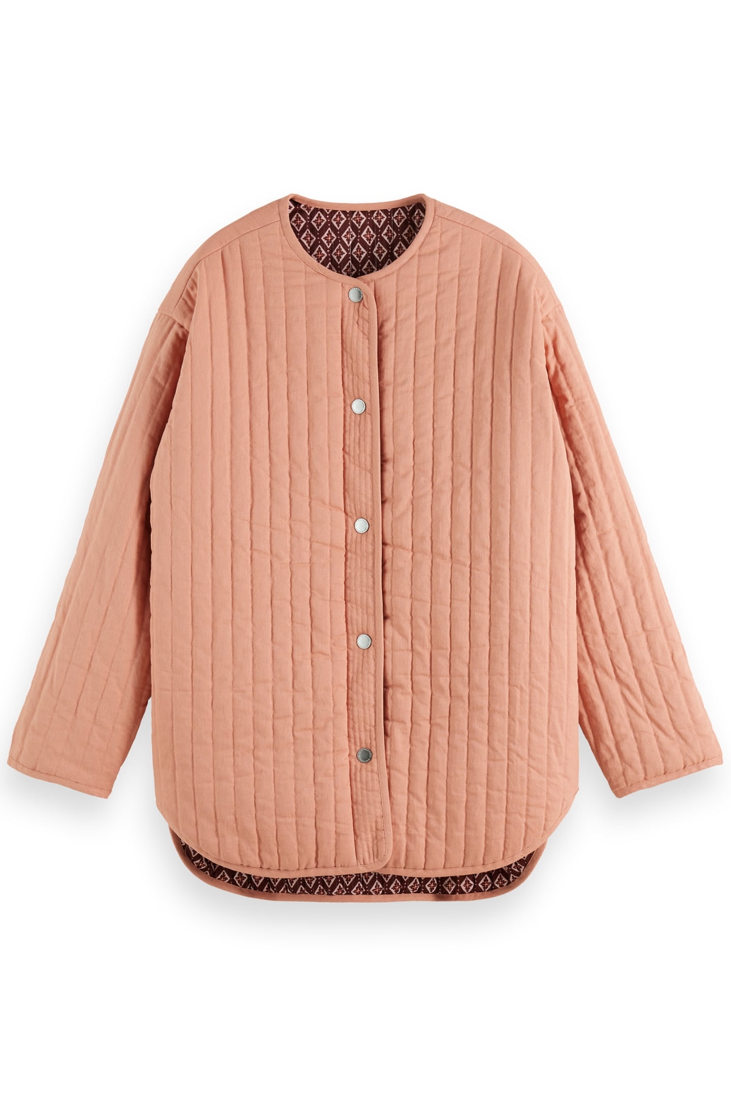 REVERSIBLE BLOCKPRINT LINER JACKET GEO FLOWER BORDEAUX 6