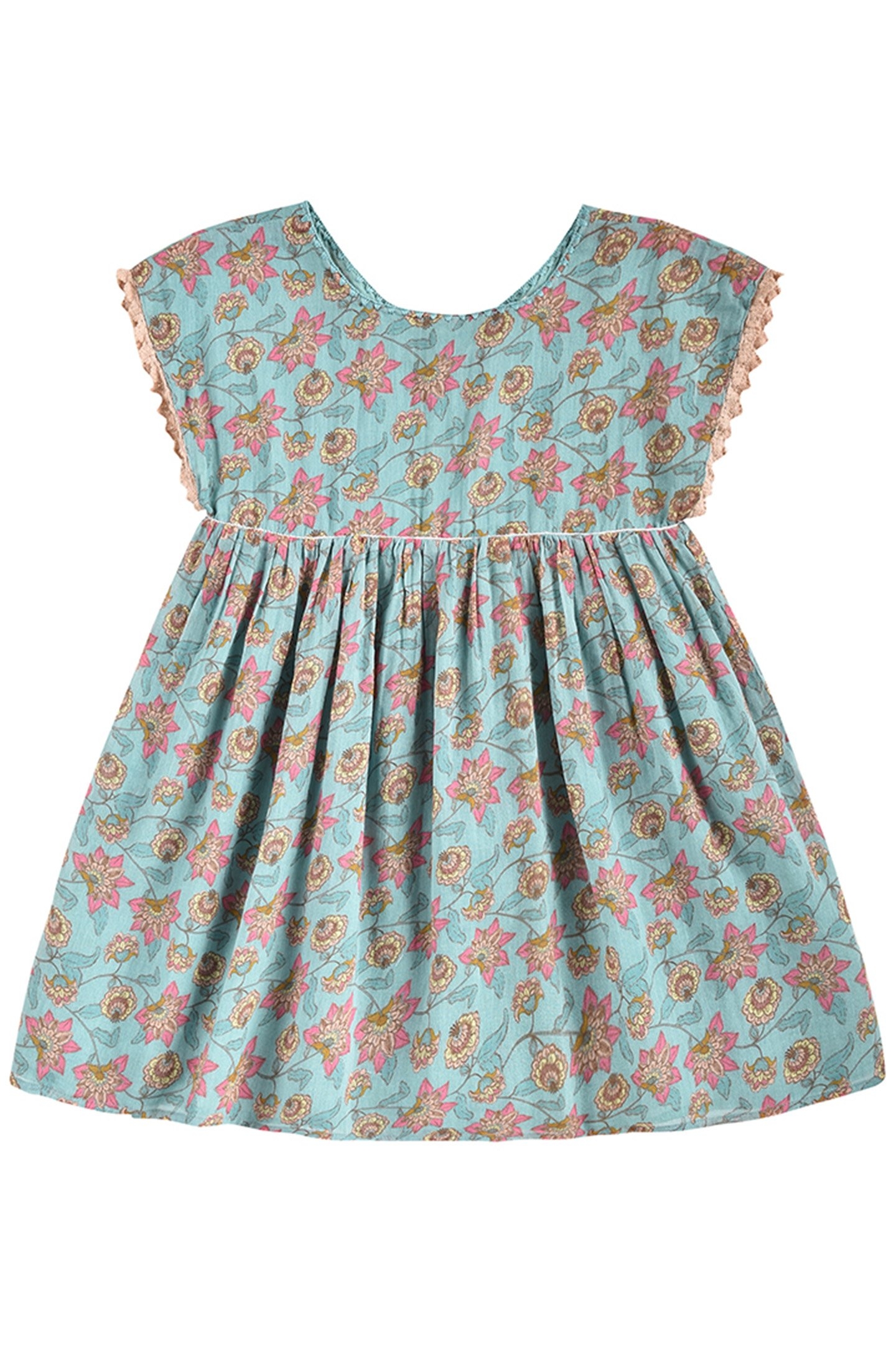 DRESS TAPALPA TURQUOISE FLOWERS 1