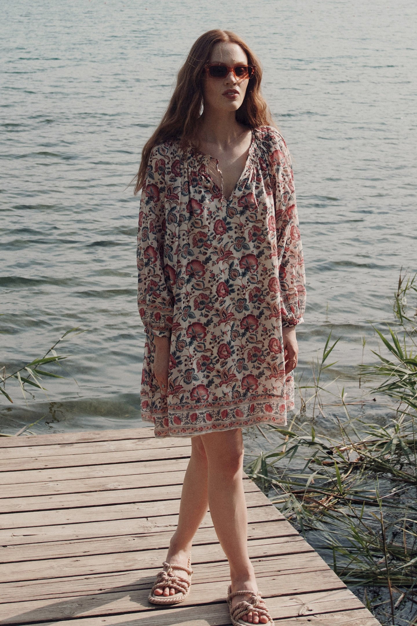 DRESS JANICE CREAM INDIAN FLOWERS 1