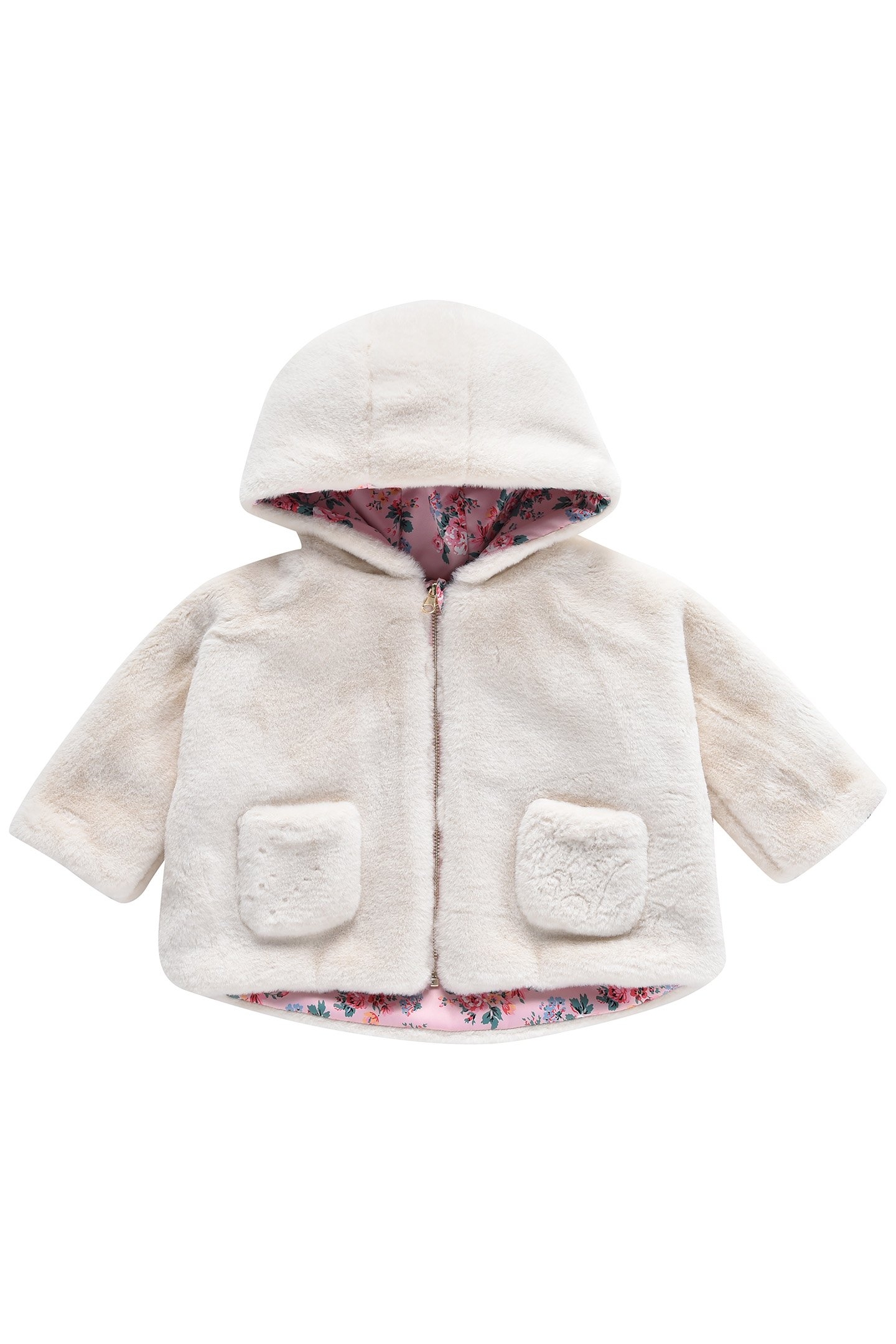 REVERSIBLE COAT FELVET PINK SEYLAN FLOWERS 3