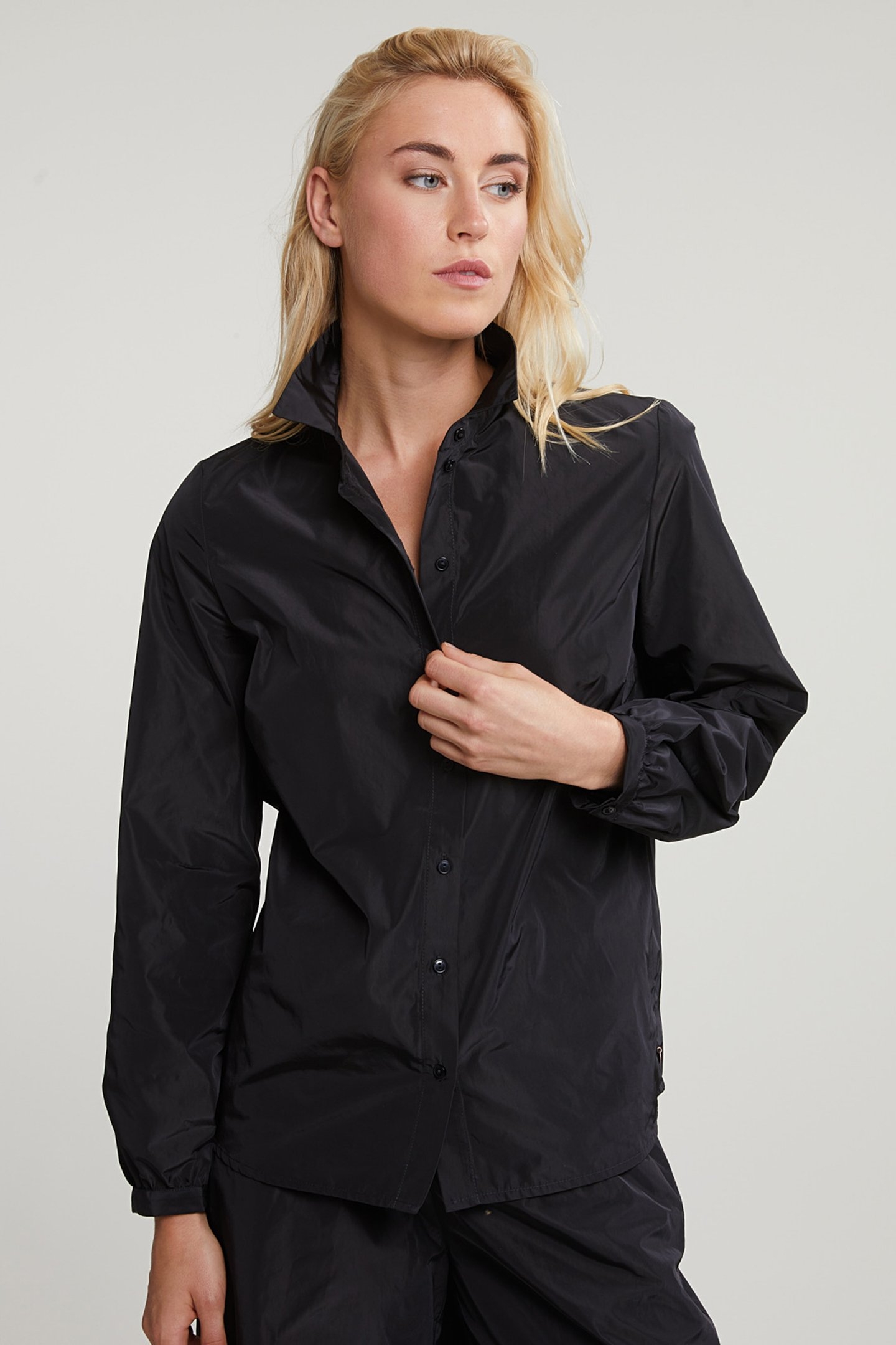 BLACK TAFFETA BLOUSE LONG SLEEVES 1