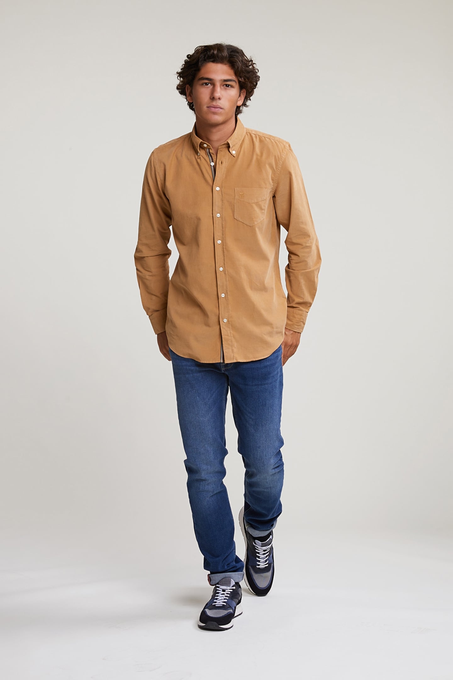 CUSTOM FIT CORDUROY SHIRT MAPLE SYRUP 3