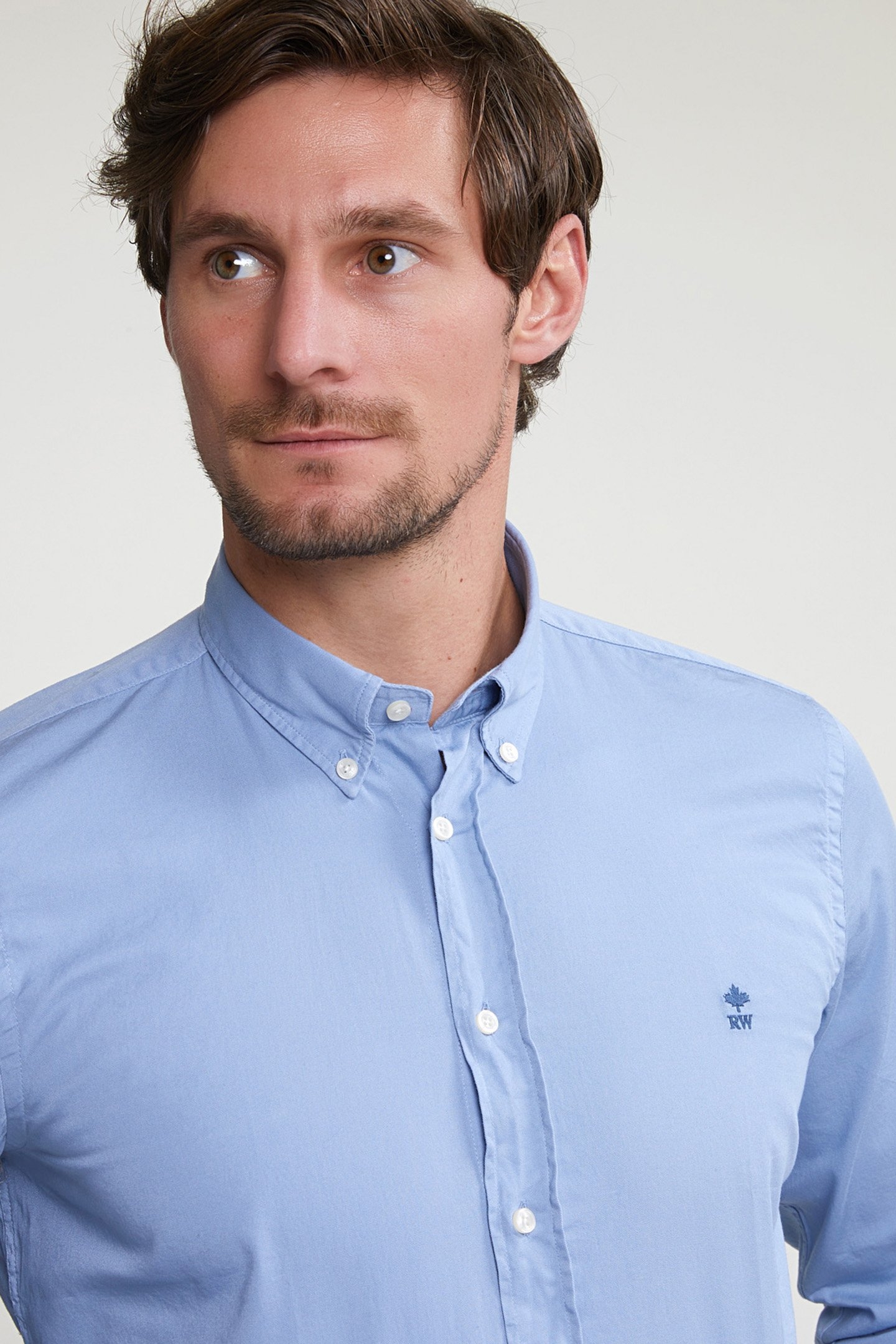 CUSTOM FIT UNI COTTON SHIRT ICE BLUE 4