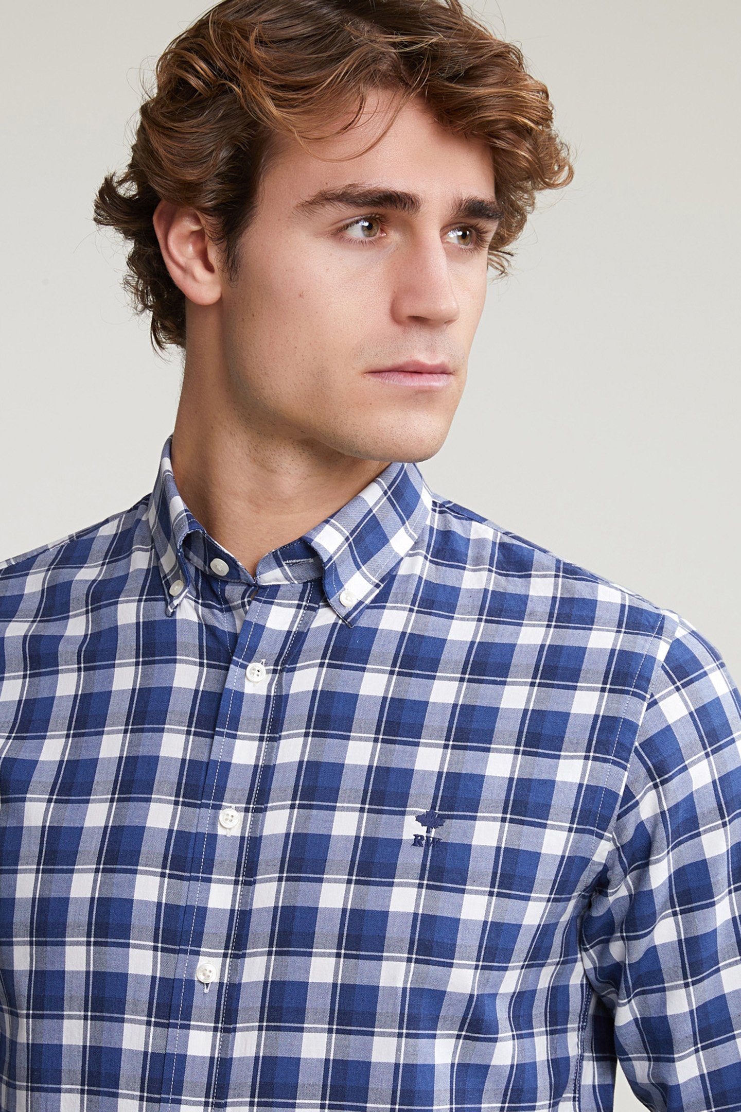 CUSTOM FIT CHECKED SHIRT BLUE/WHITE 4