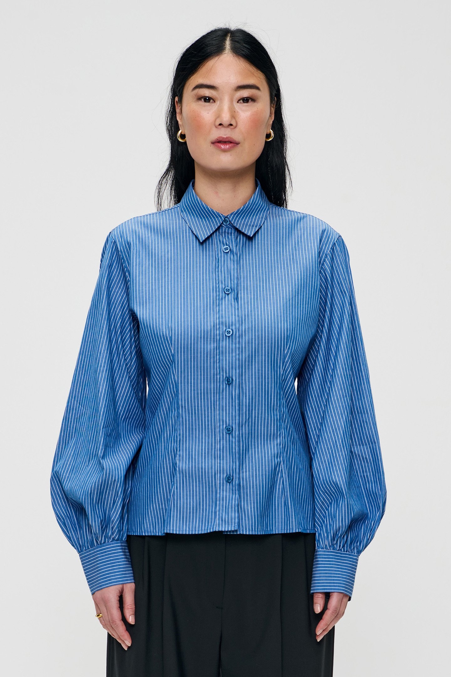 FITTED PUFF SLEEVE SHIRT OCEAN BLUE 1