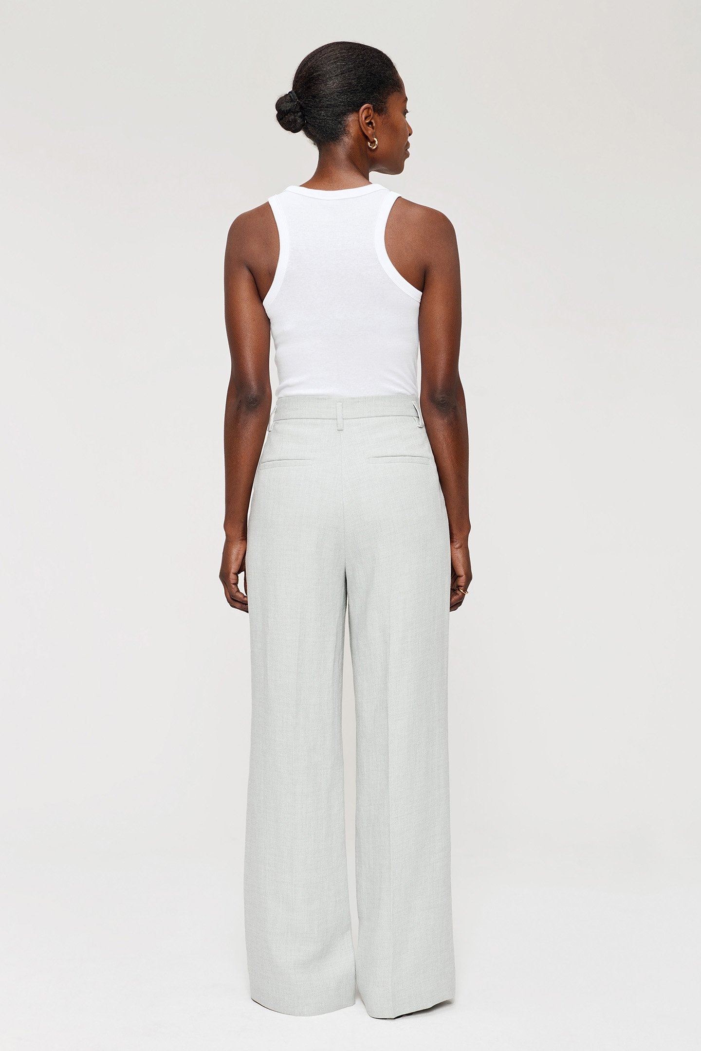 MELANGE LINEN WIDE LEG PANTS LIGHT GREY MELANGE 2