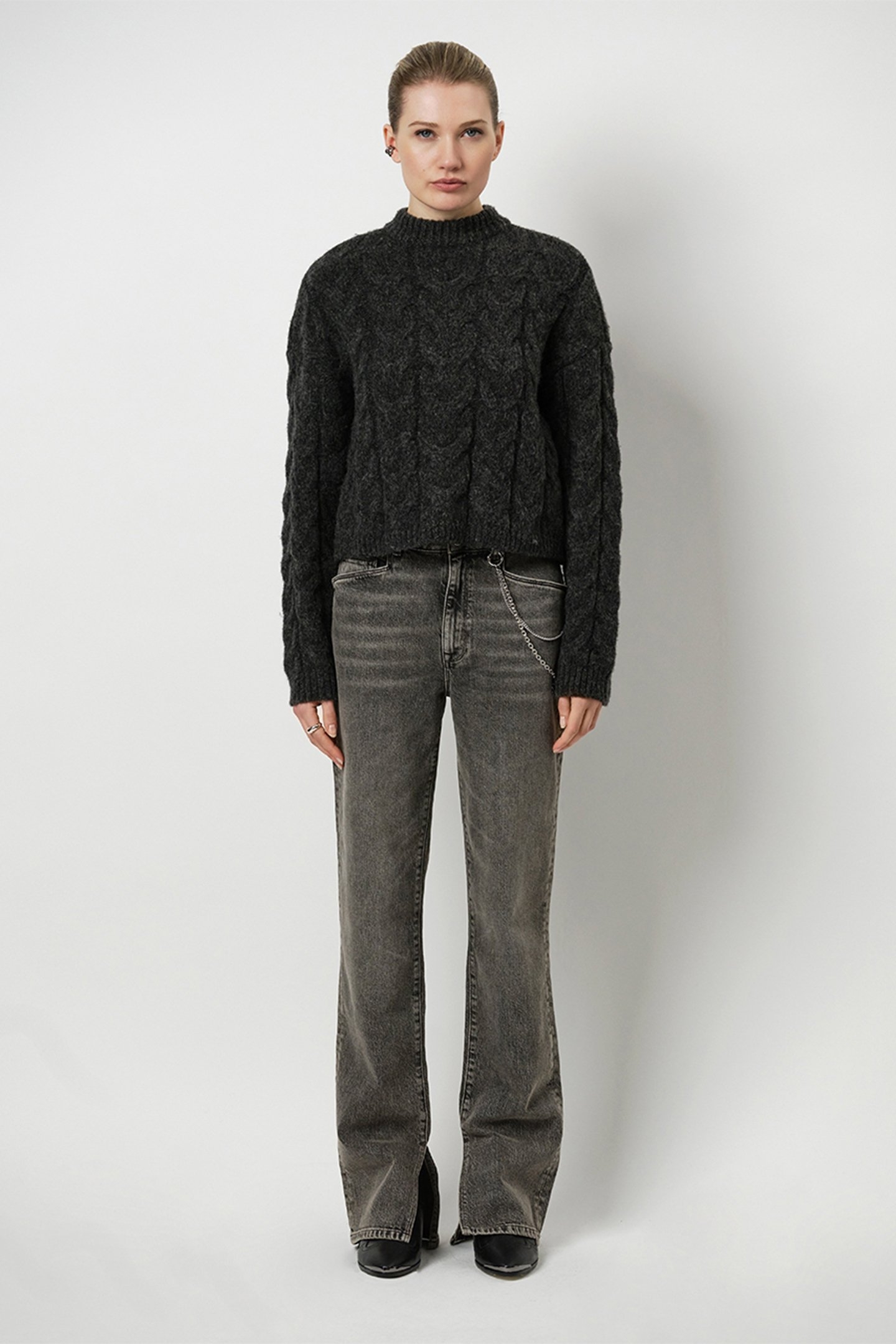 ROSS OPEN-BACK SWEATER GRAPHITE 1