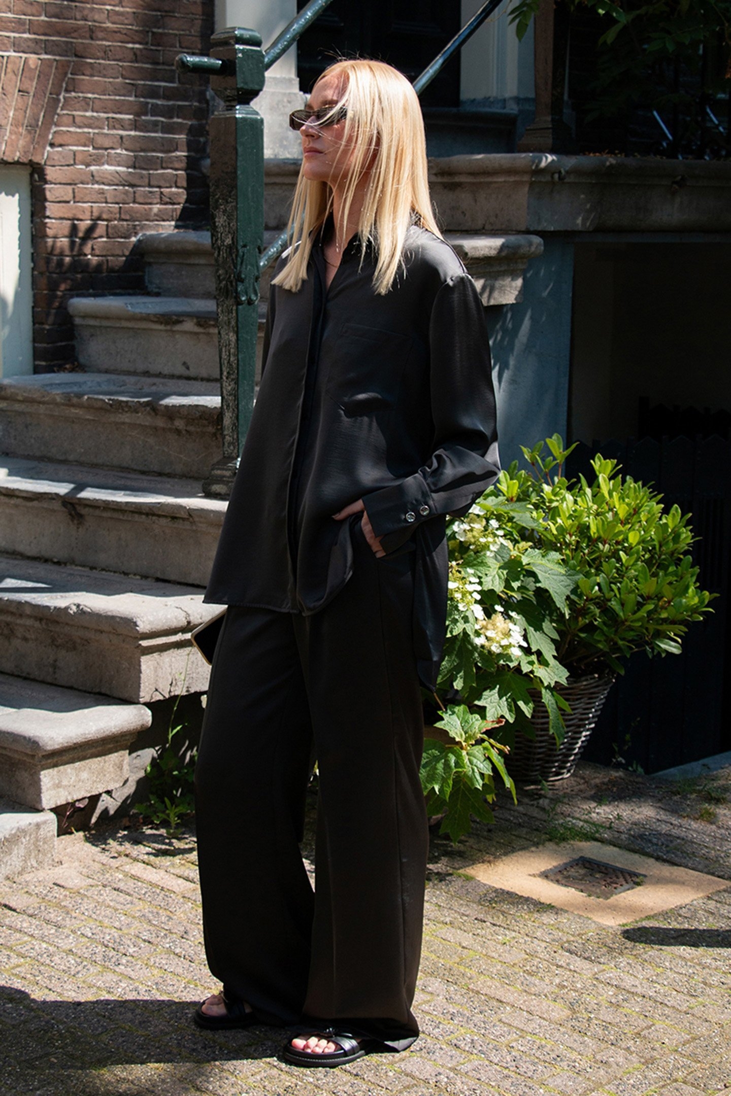 LOUDA SATIN LONG SHIRT URBAN GREY 2