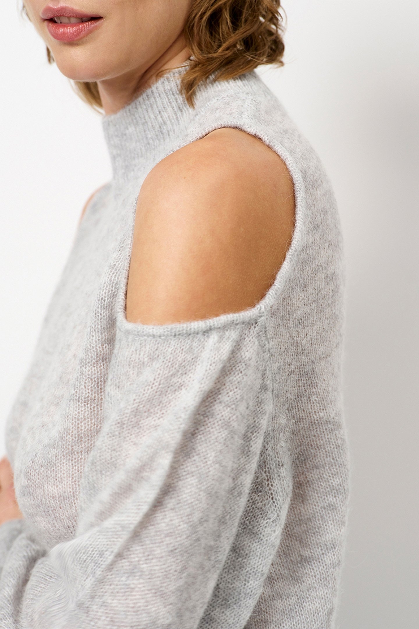 AVIEL OPEN SHOULDER SWEATER HEATHER GREY 6