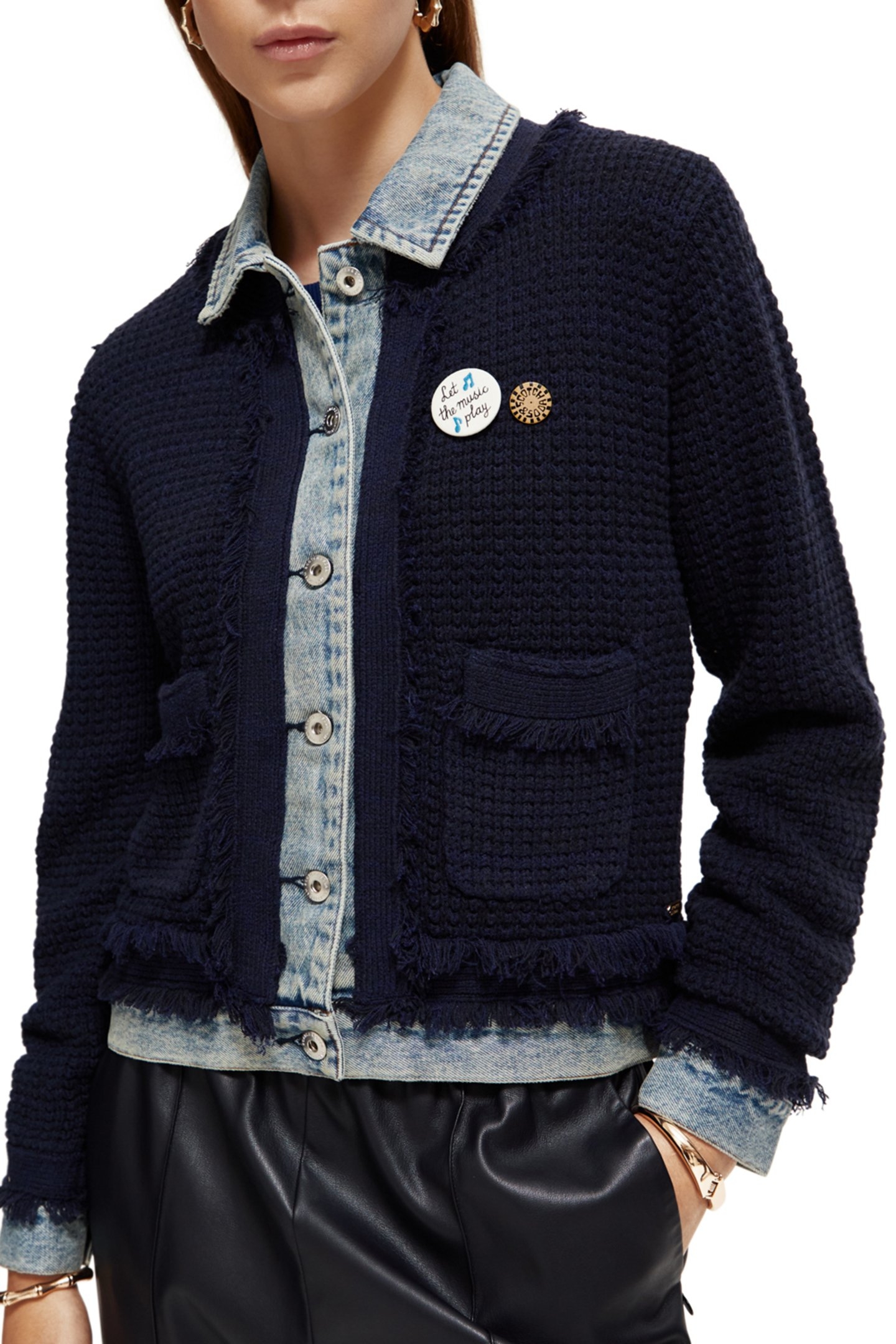 DENIM TWEED MIX BLAZER JACKET NIGHT 1