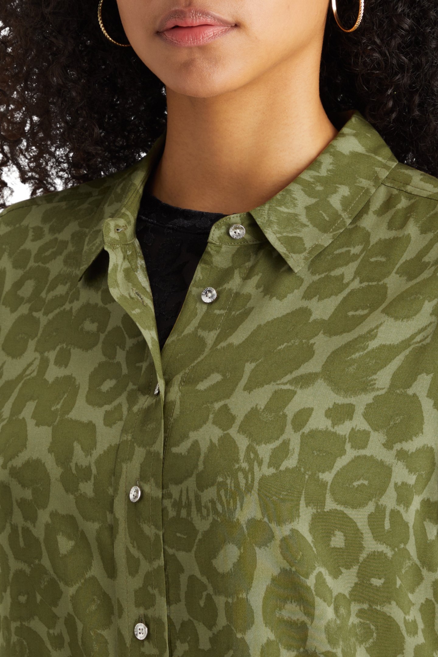 VISCOSE PRINTED RELAXED FIT SHIRT POETRY LEOPARD MILITARY 8