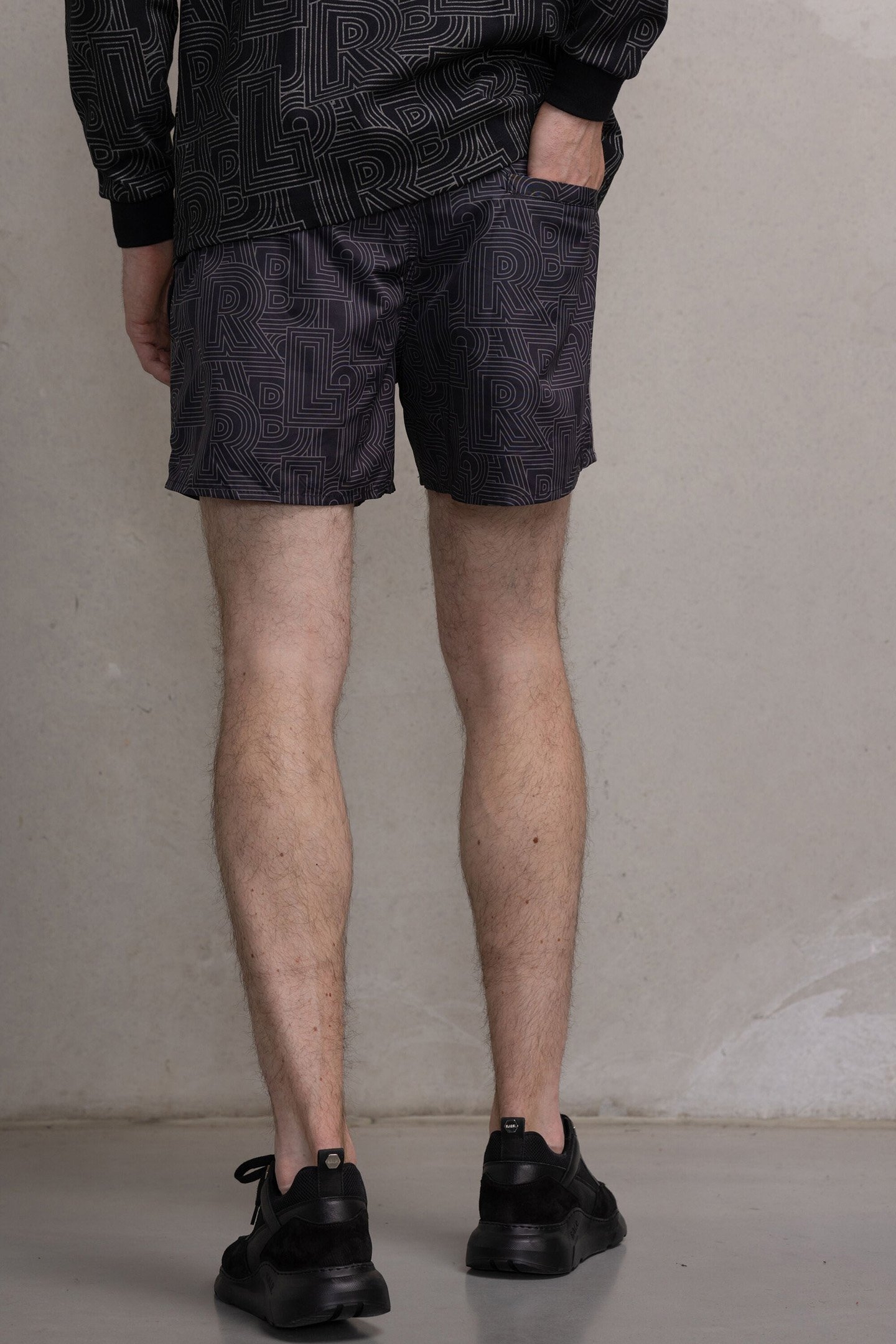 CLASSIC AOP TRACK SWIMSHORTS JET BLACK 2