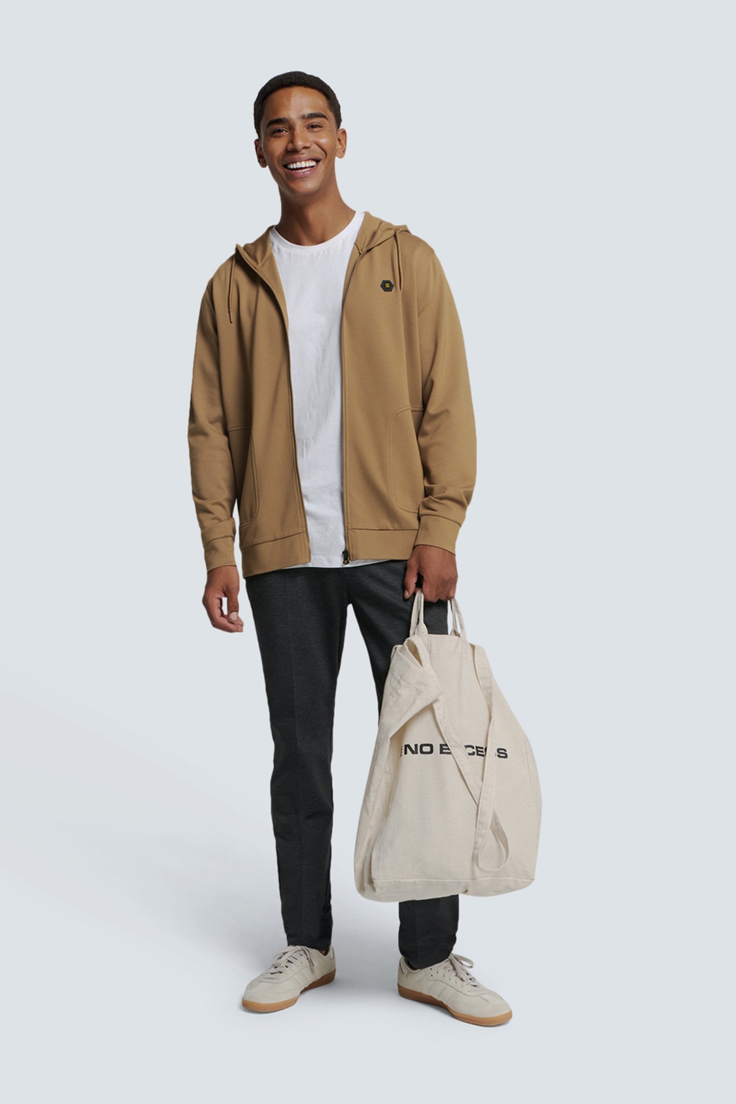 SWEATER FULL ZIPPER HOODED KHAKI 3