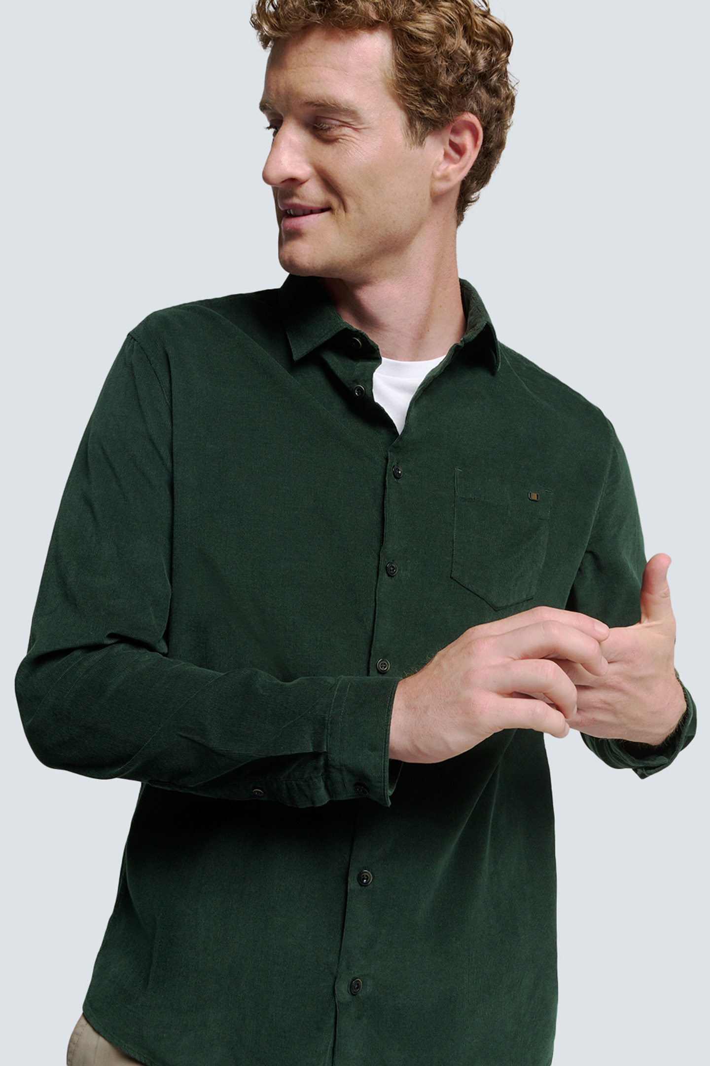SHIRT CORDUROY SOLID DARK GREEN 6