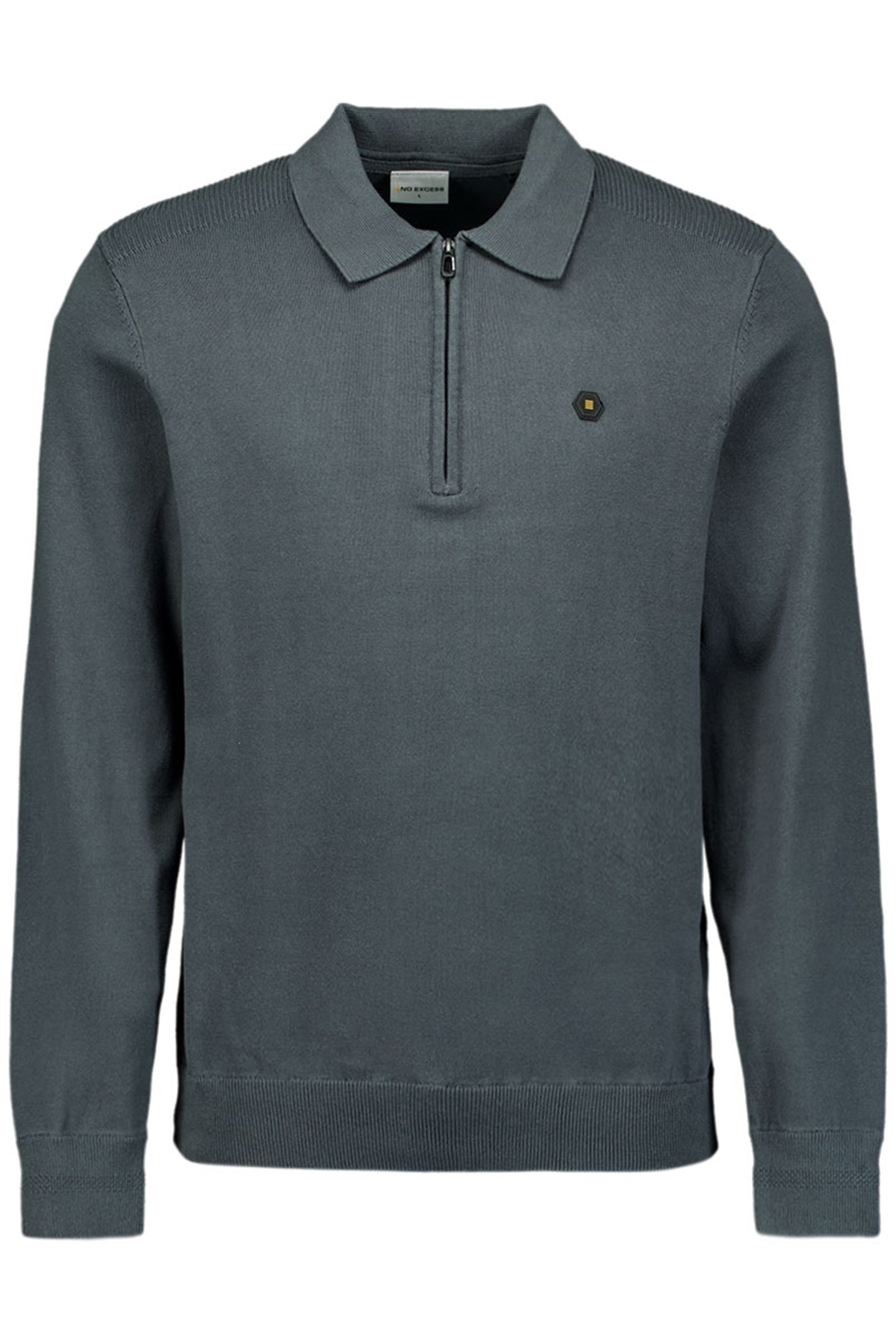 PULLOVER POLO HALF ZIPPER SOLID KNIT DARK STEEL 1
