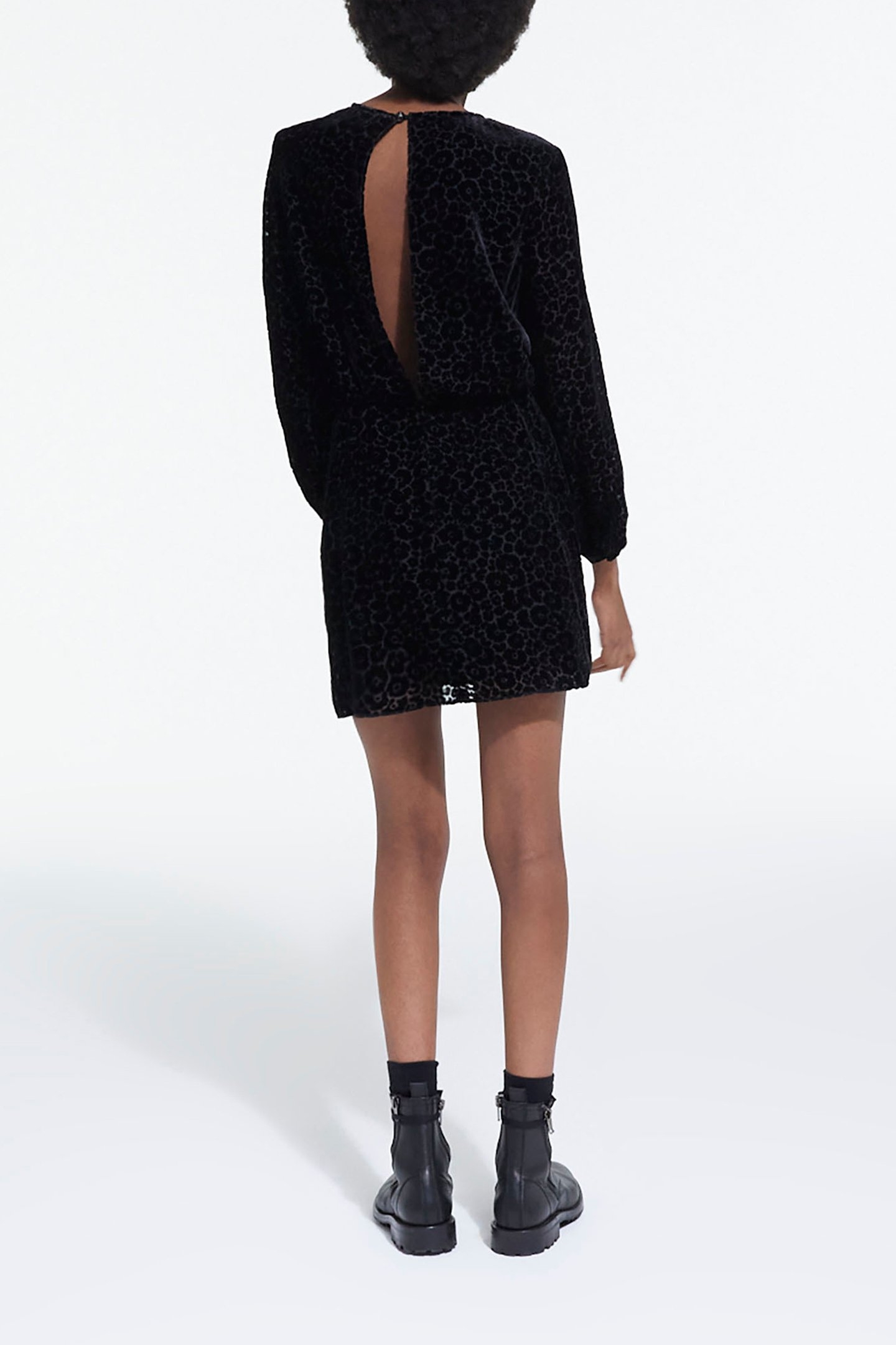 SHORT BURN OUT BLOSSOM BLACK DRESS BLACK 4