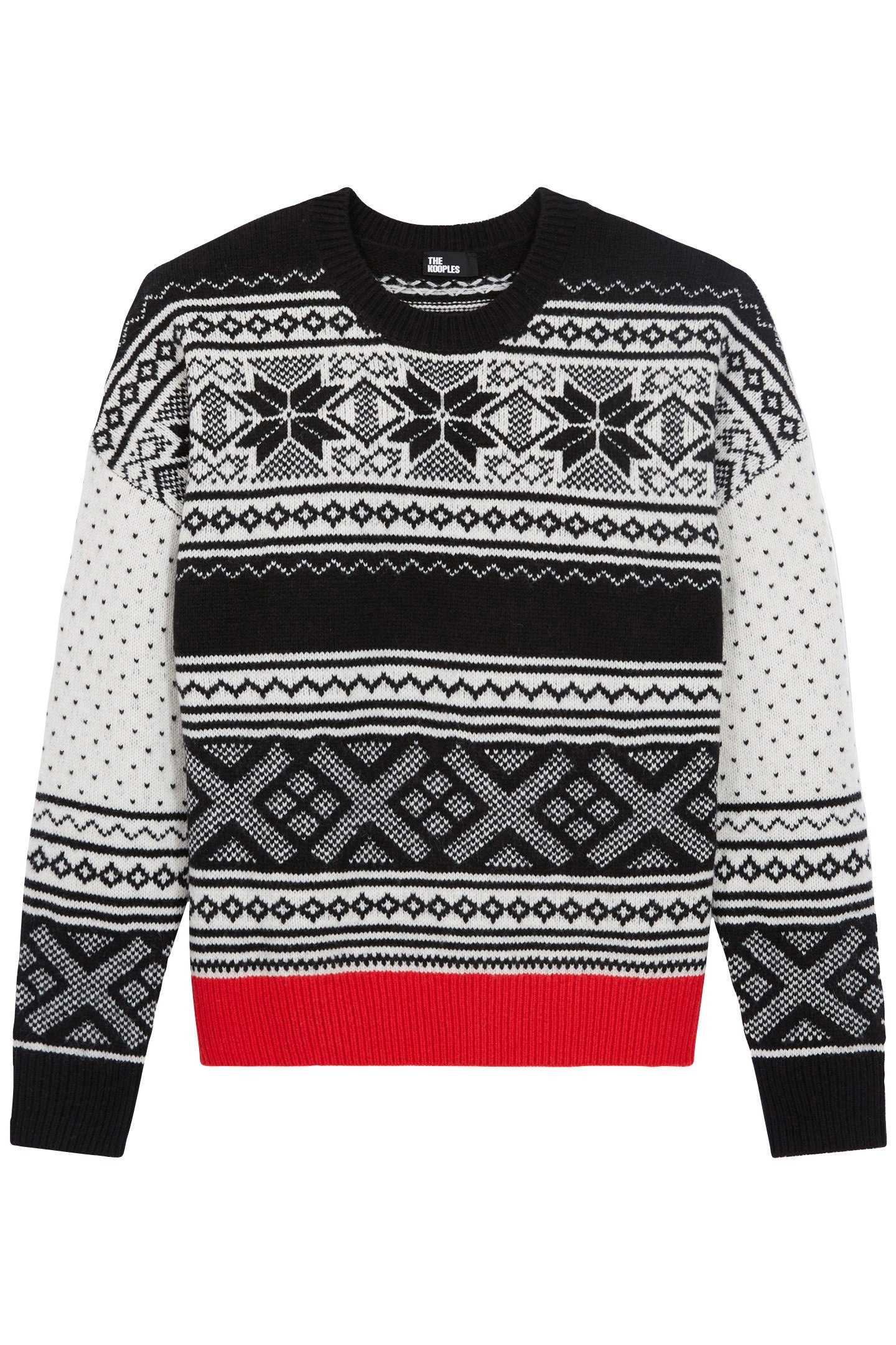 JACQUARD ROUND NECK SWEATER WITH CONTRAST RIB 3