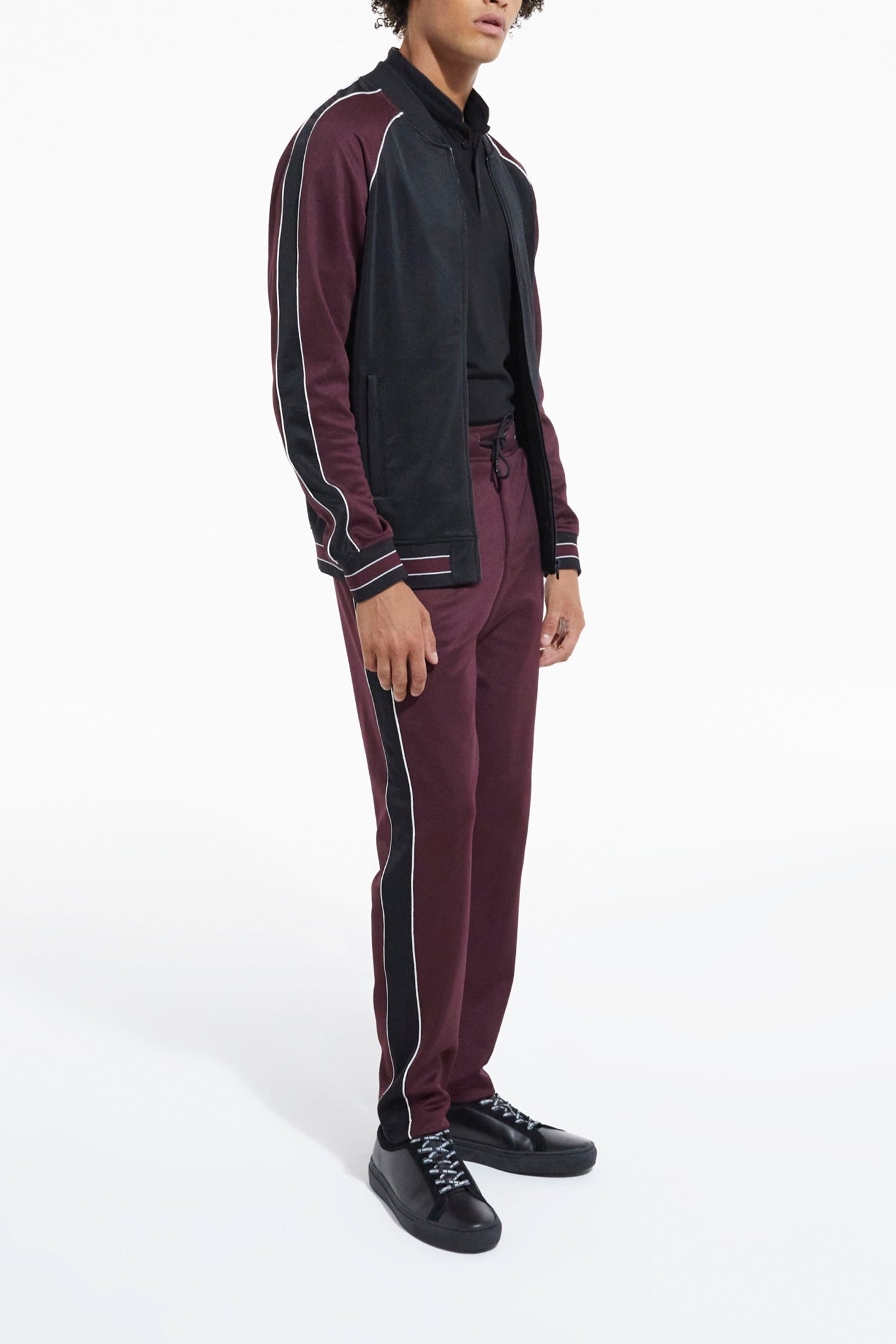 JOGGING JACKETS WITH CONTRASTING STRIPS BURGUNDY 5
