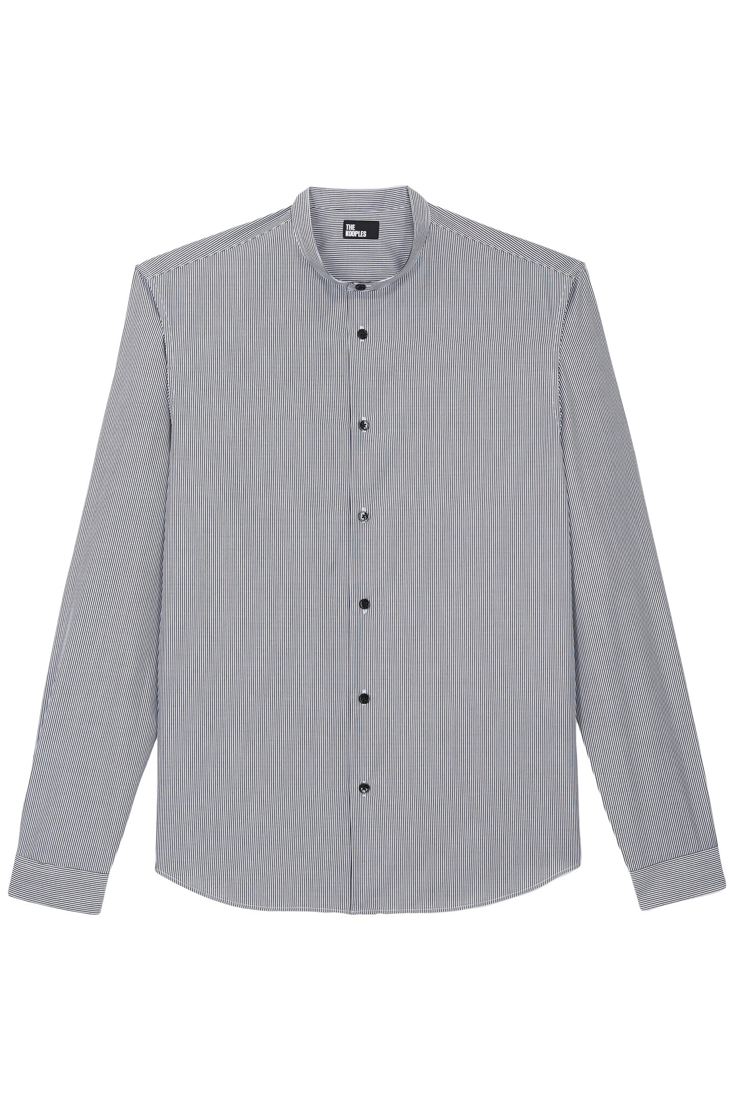 SLIM SHIRT WITH OFFICER COLLAR BLACK WHITE 3