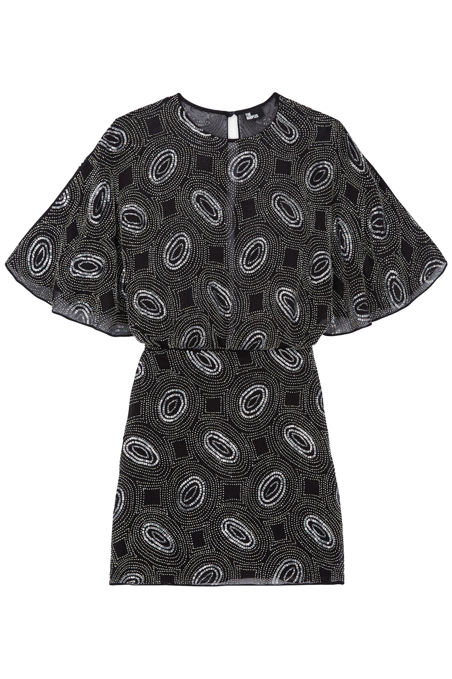 SHORT DRESS WITH SHORT SLEEVES AND EMBROIDERY BLACK 1