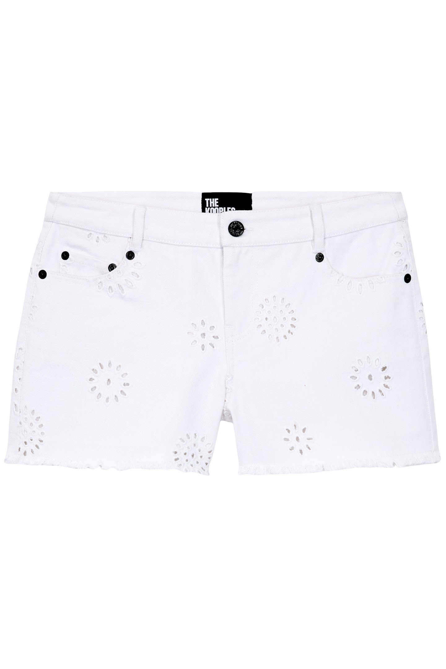 DENIM SHORTS WITH ENGLISH EMBROIDERY WHITE 4