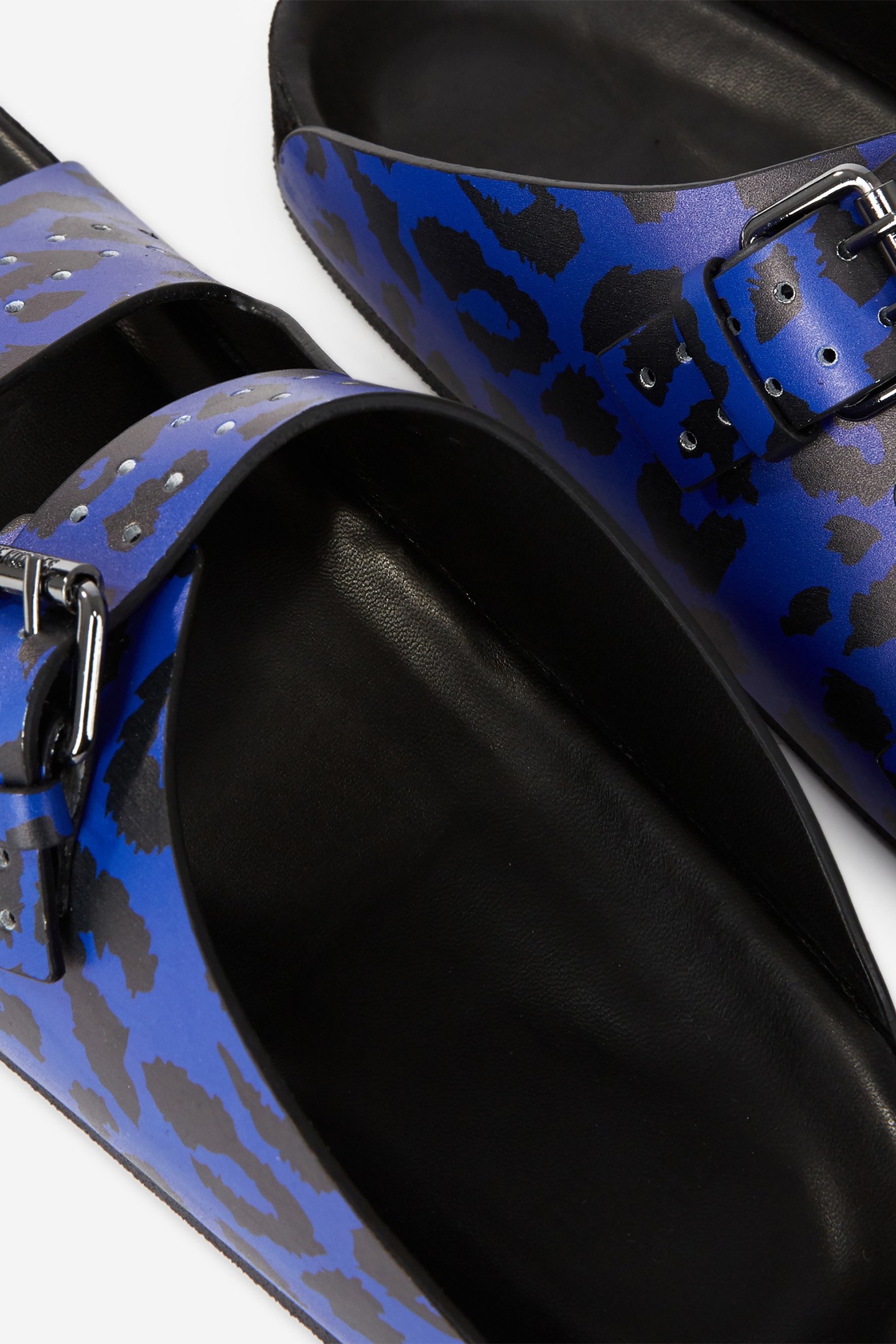 LEOPARD PRINT LEATHER SANDALS BLUE 4