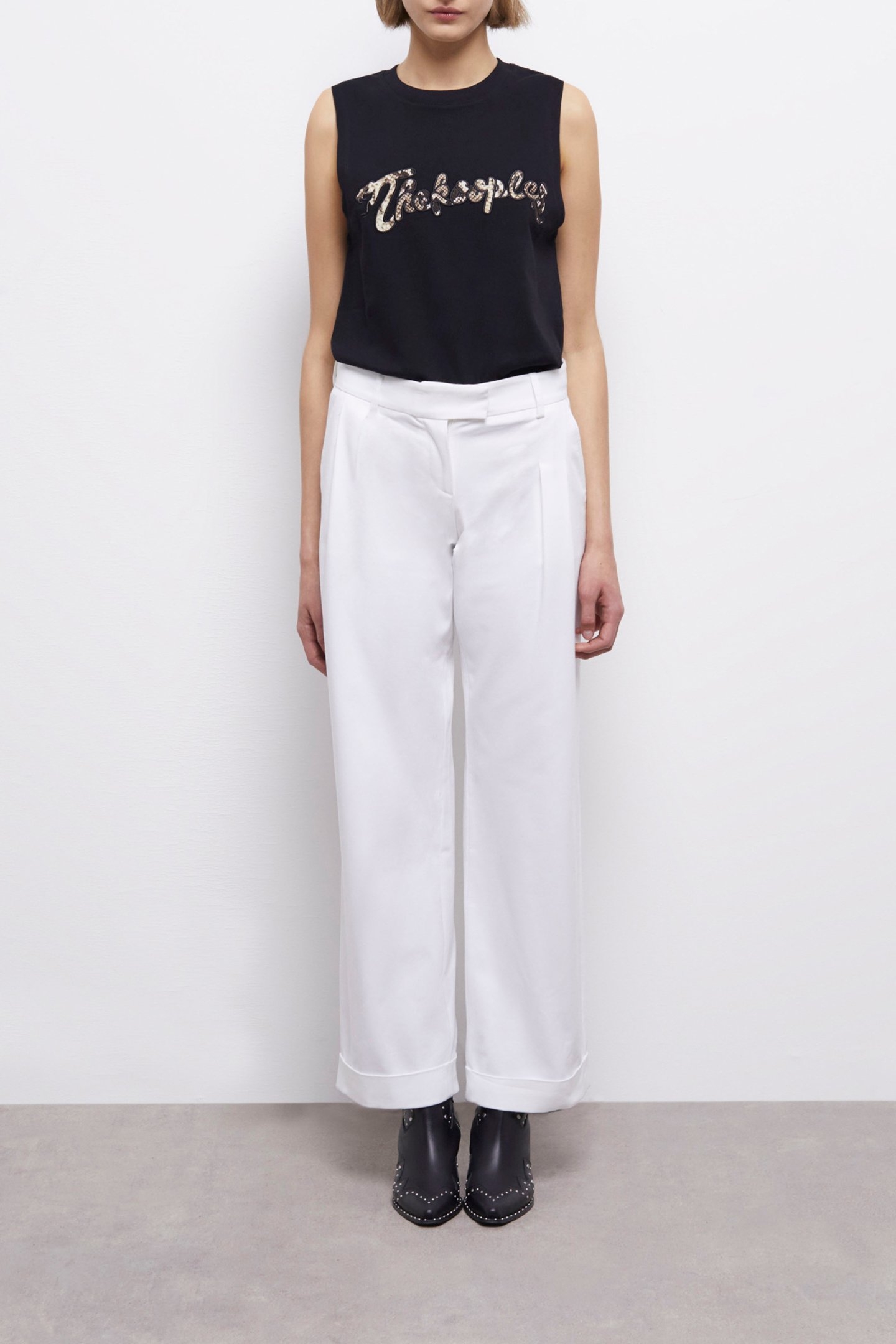 PLEATED TROUSERS WITH TURNS WHITE 1
