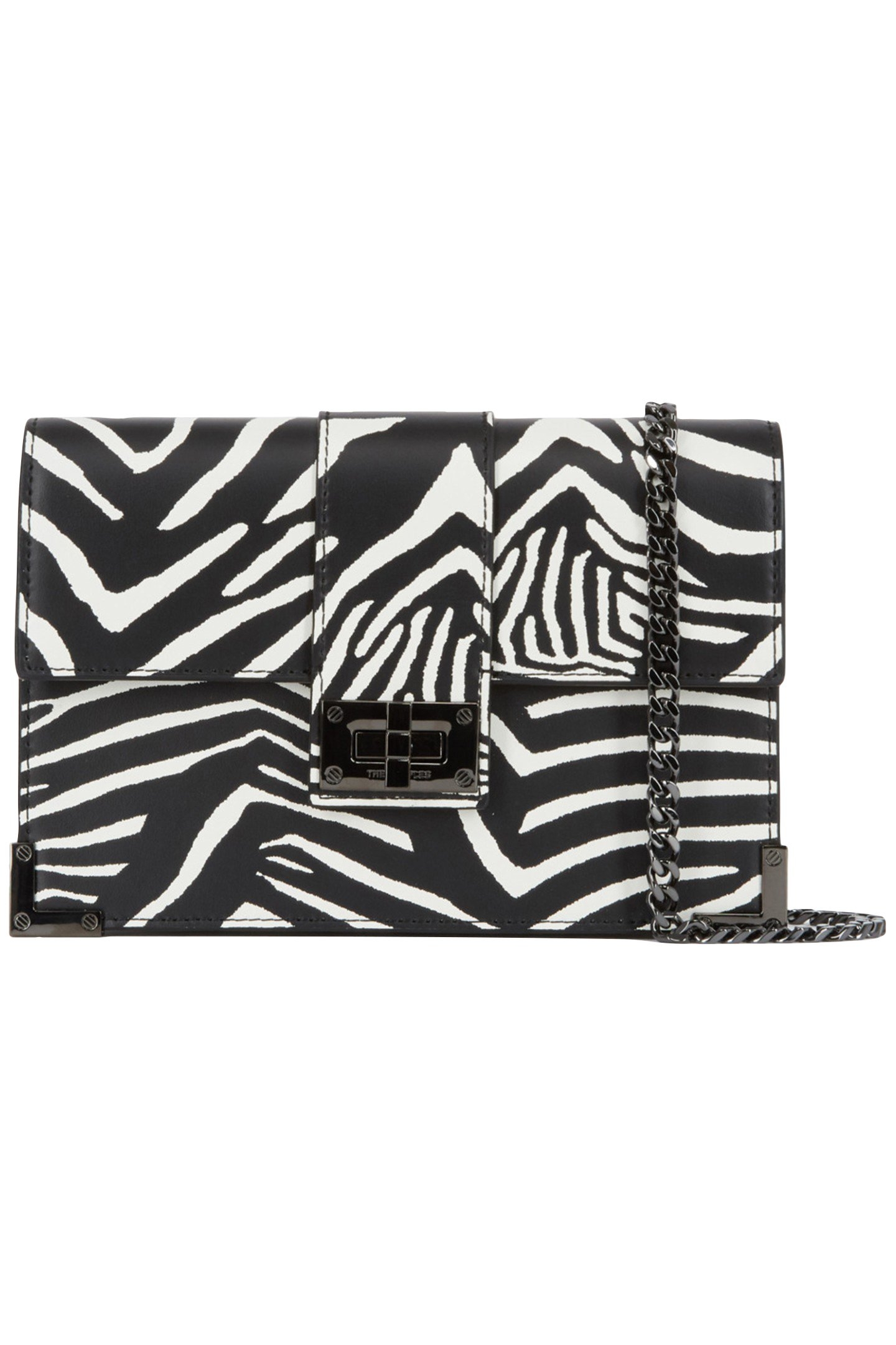 EMILY MEDIUM ZEBRA PRINT POUCH BLACK/WHITE 1