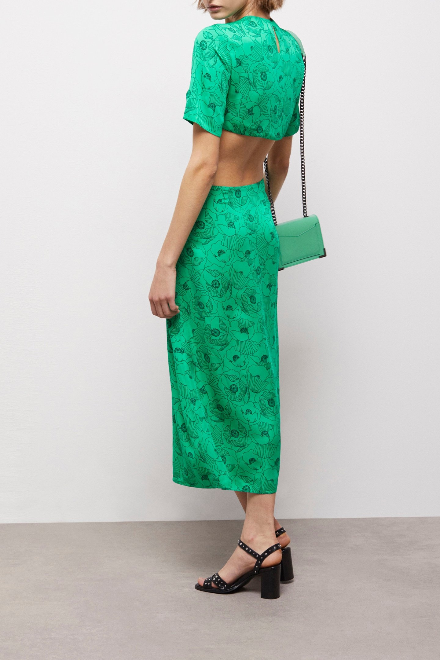 OPEN BACK LONG DRESS WITH SHORT SLEEVES GREEN 3