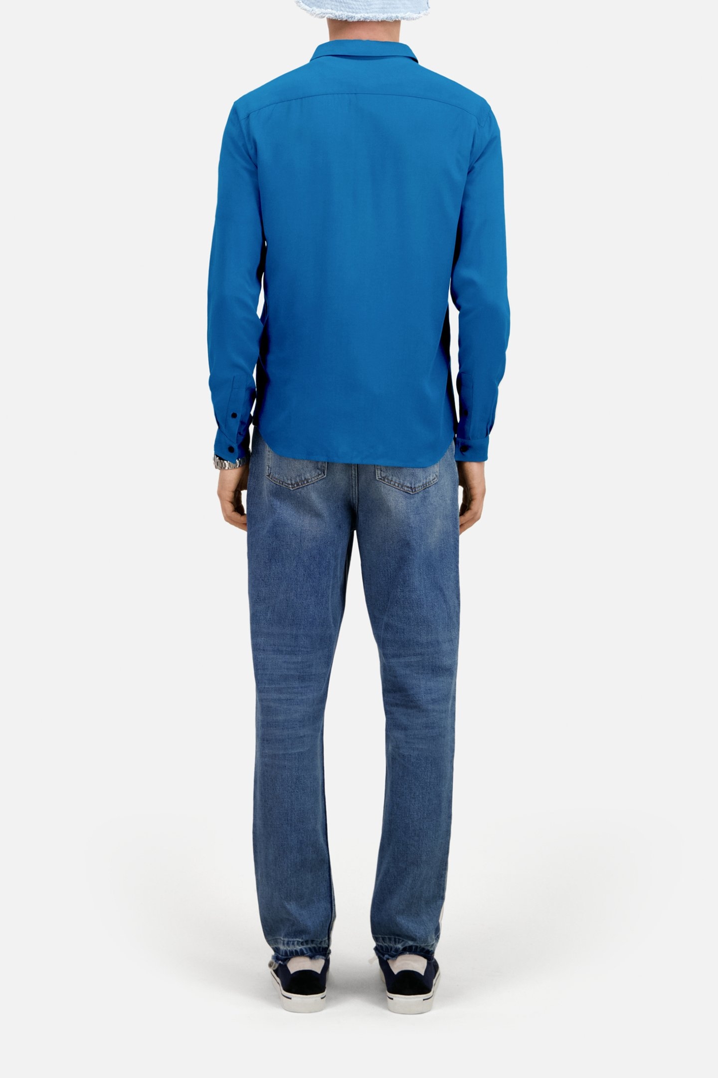 LONG SLEEVE SHIRT WITH CLASSIC COLLAR MEDIUM BLUE 3